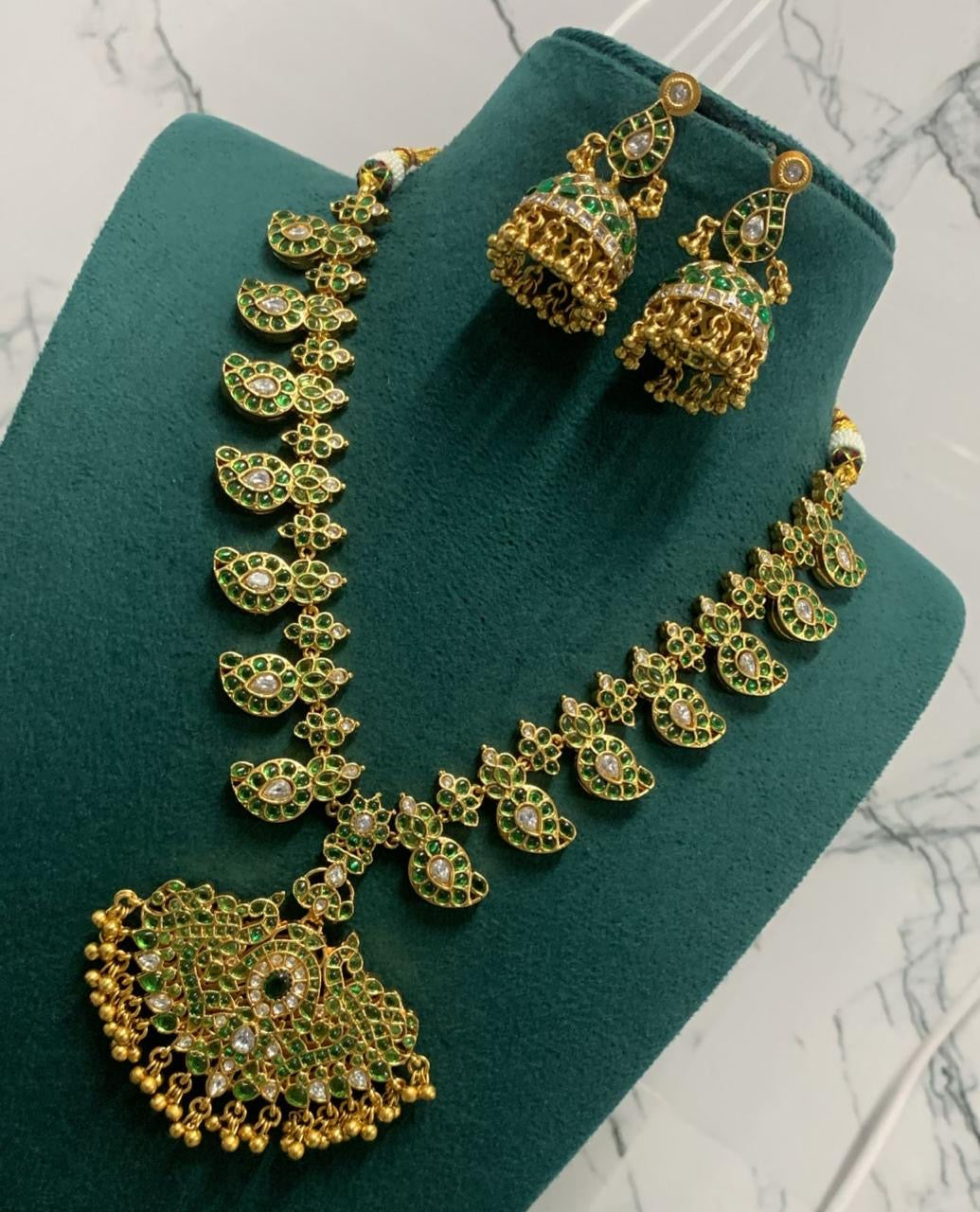 Nakshi Work with Kempu Stones Two Sided Necklace
