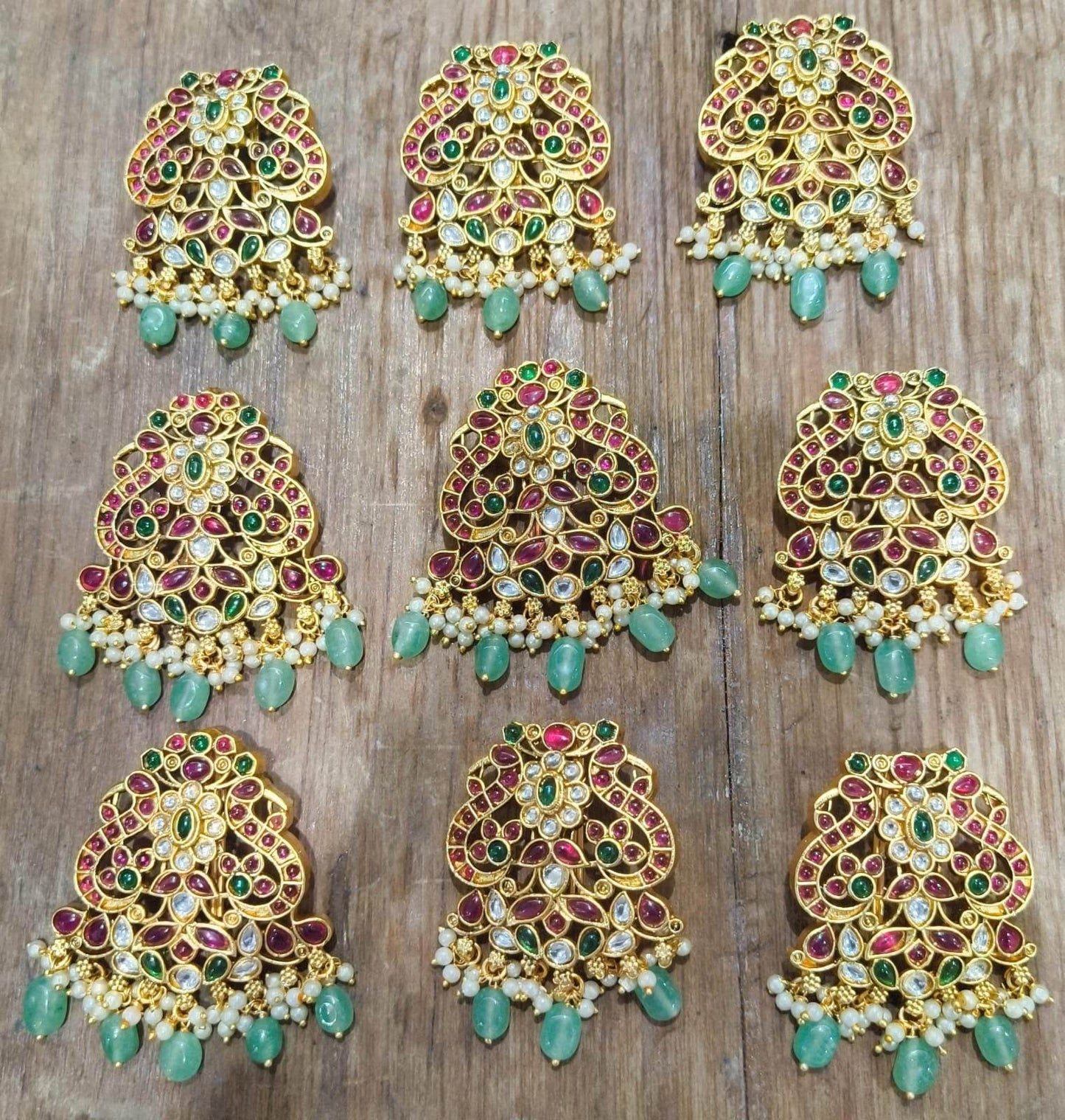 Hair Accessories (Premium Matt with Kempu Stones) - Nakshatra Jewels