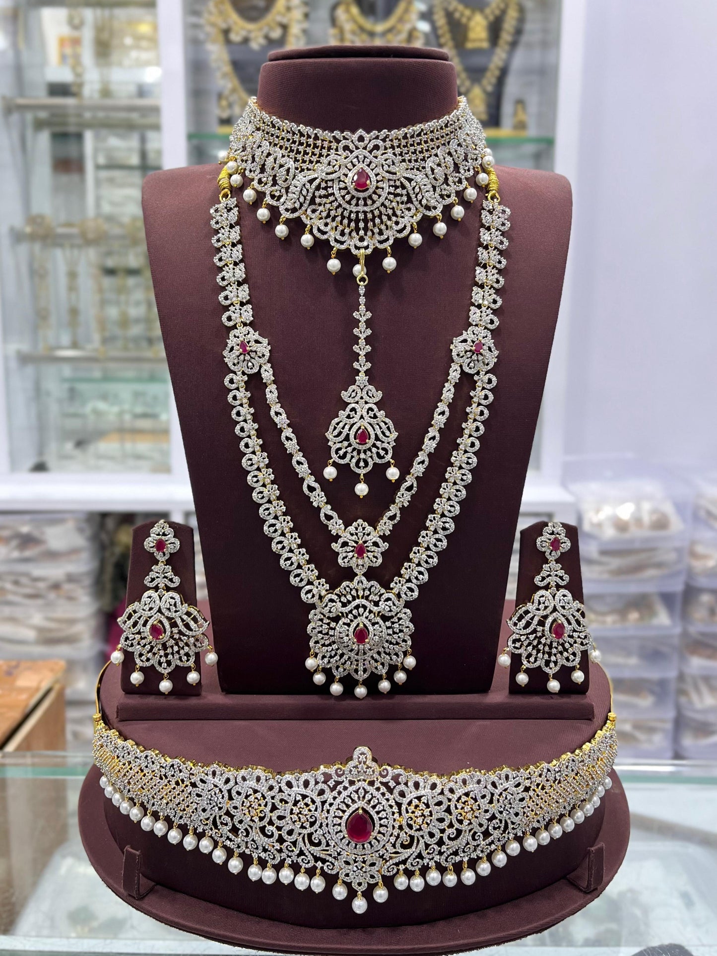 American Diamond Stones Bridal Combo Set
