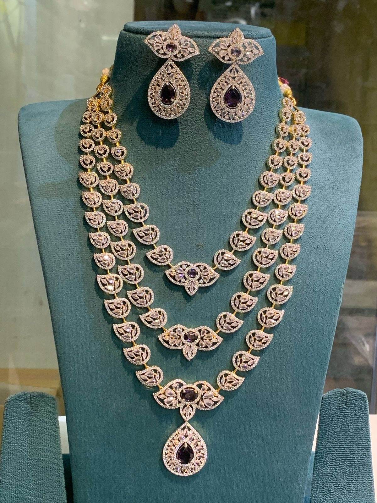 American Diamond Stones Bridal Layer Haram - Nakshatra Jewels