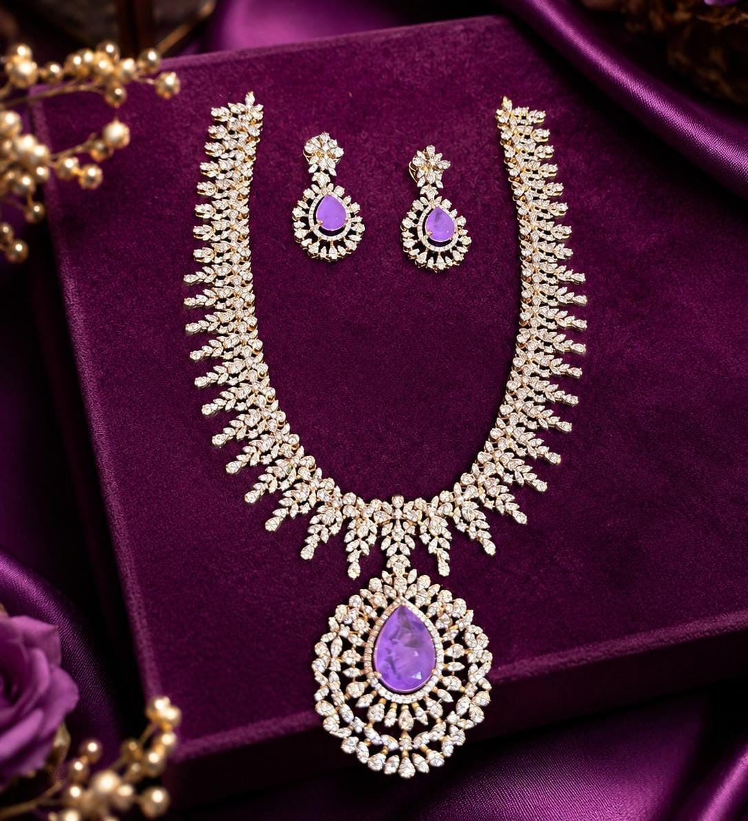 American Diamond Stones Bridal Necklace