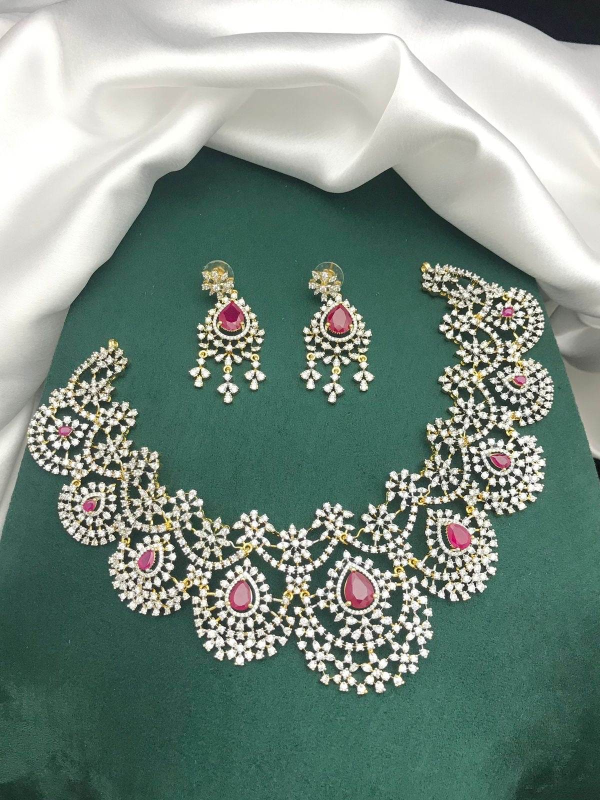 American Diamond Stones Bridal Neck Set - Nakshatra Jewels
