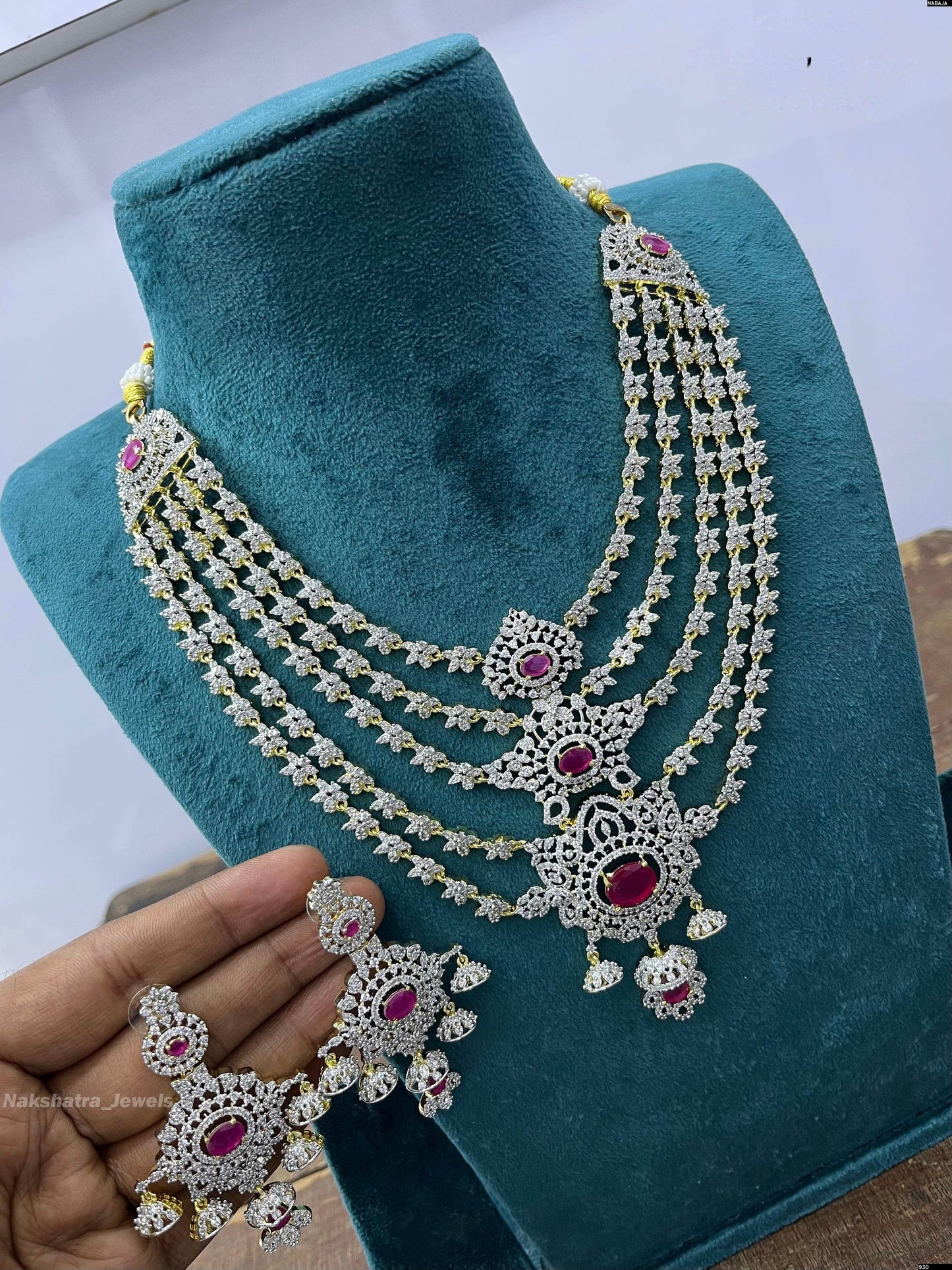 American Diamond Stones Bridal Layer Haram - Nakshatra Jewels