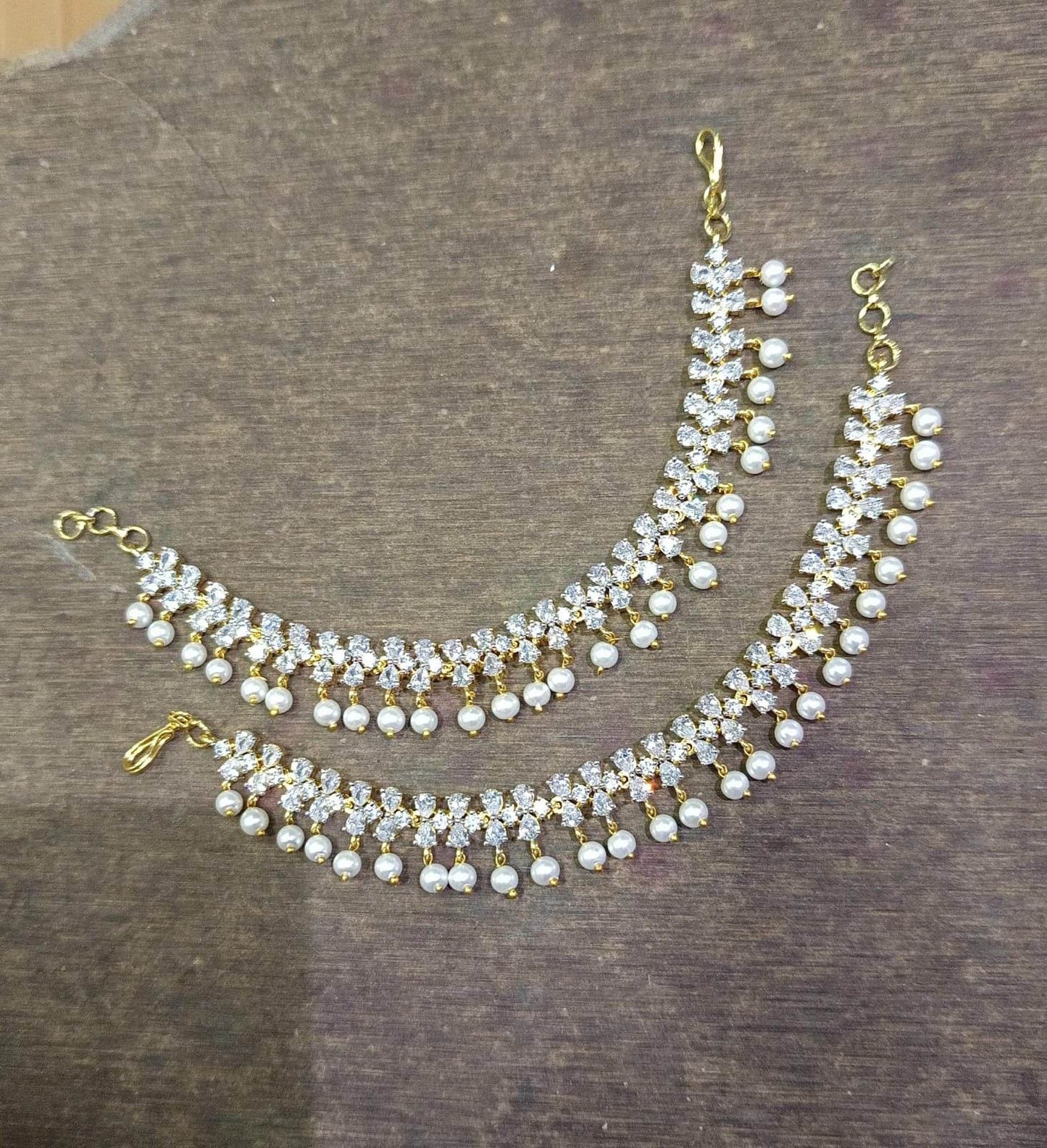 AD Stones Ear Chains - Nakshatra Jewels