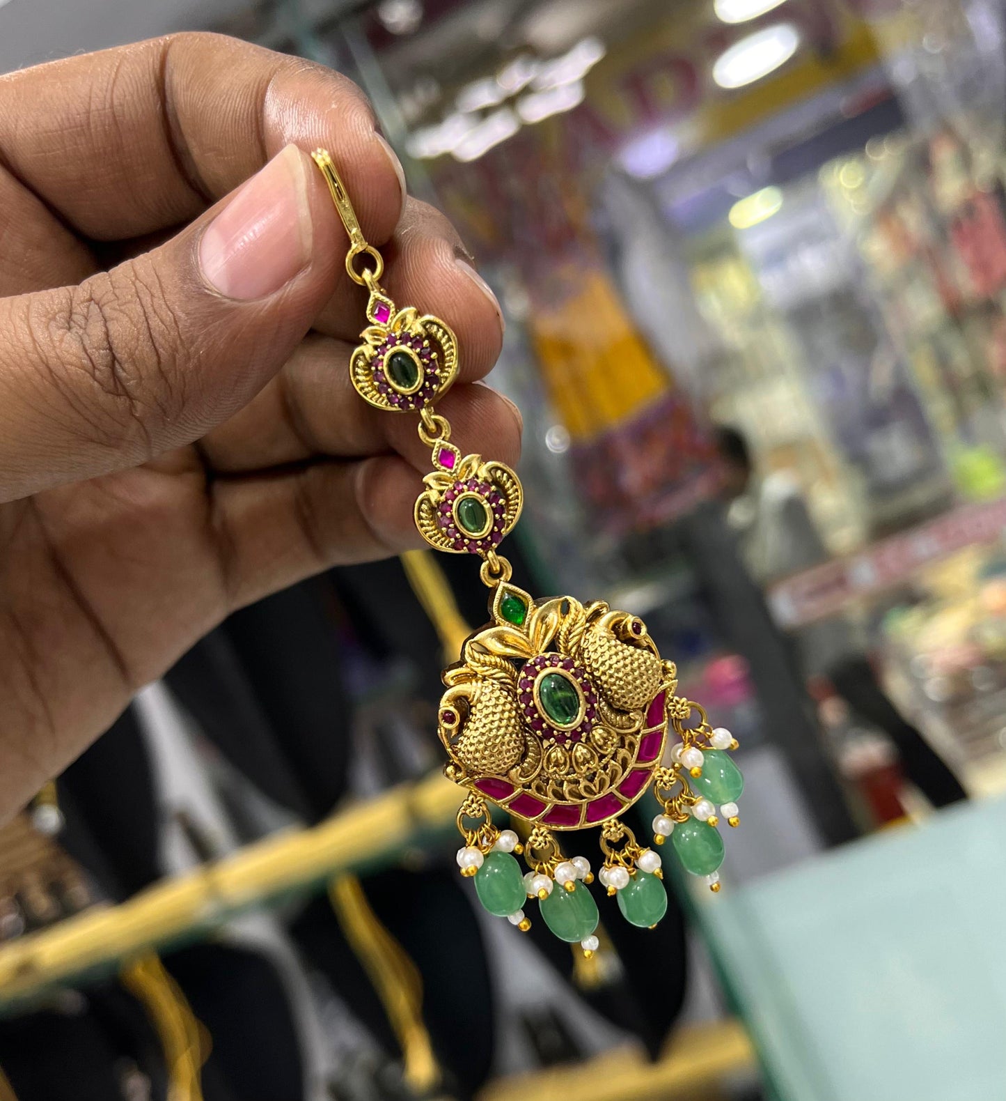 Nagasi work with Kundan Stones Tikka