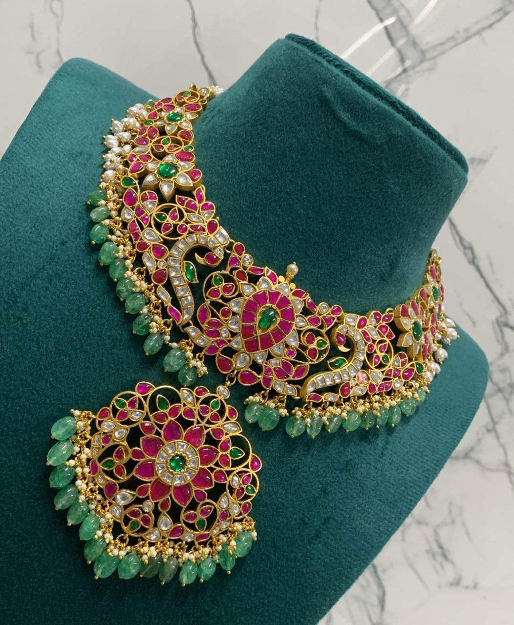 Jadau Kundan Stones Bridal Necklace - Nakshatra Jewels