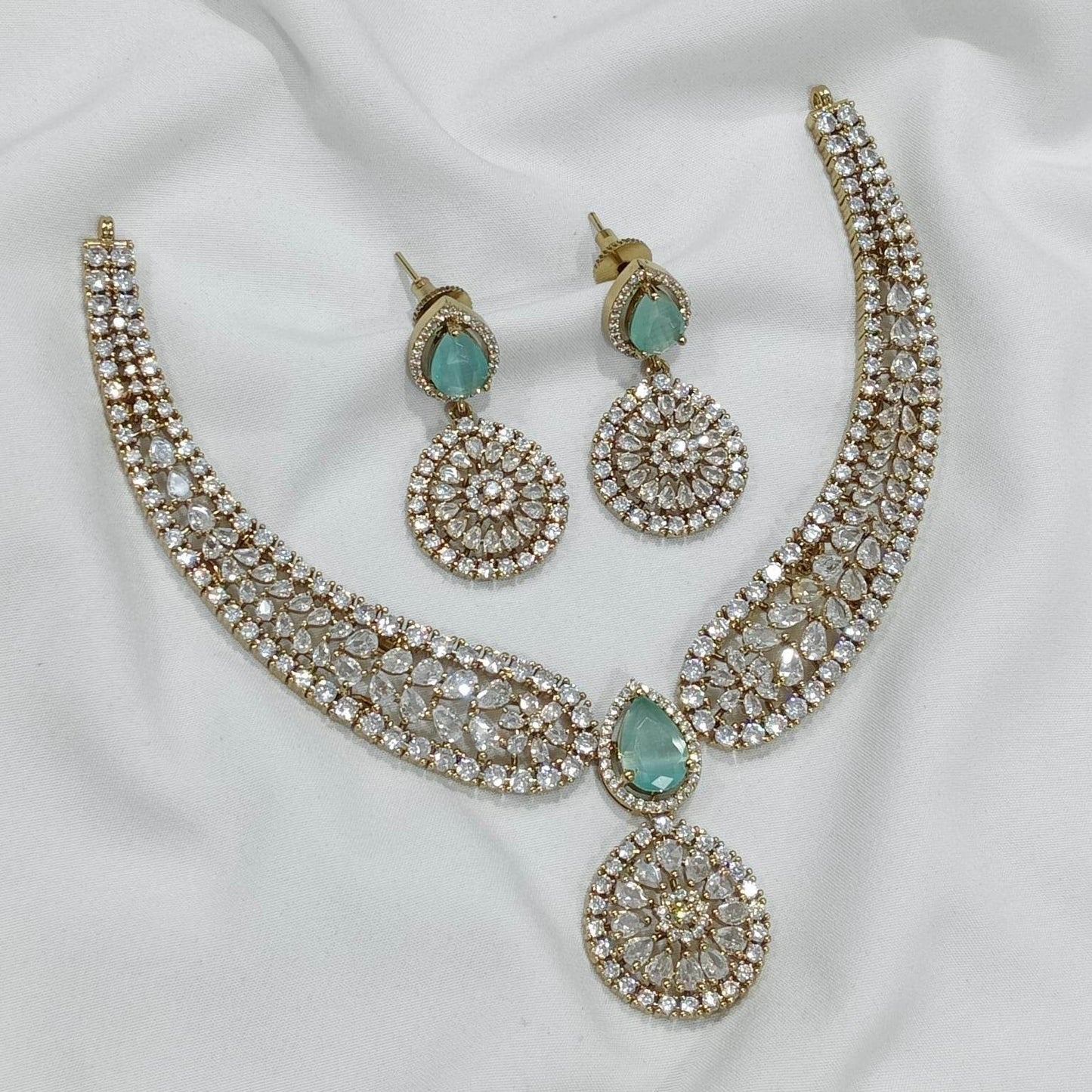Victorian Polish AD Stones Necklace - Nakshatra Jewels