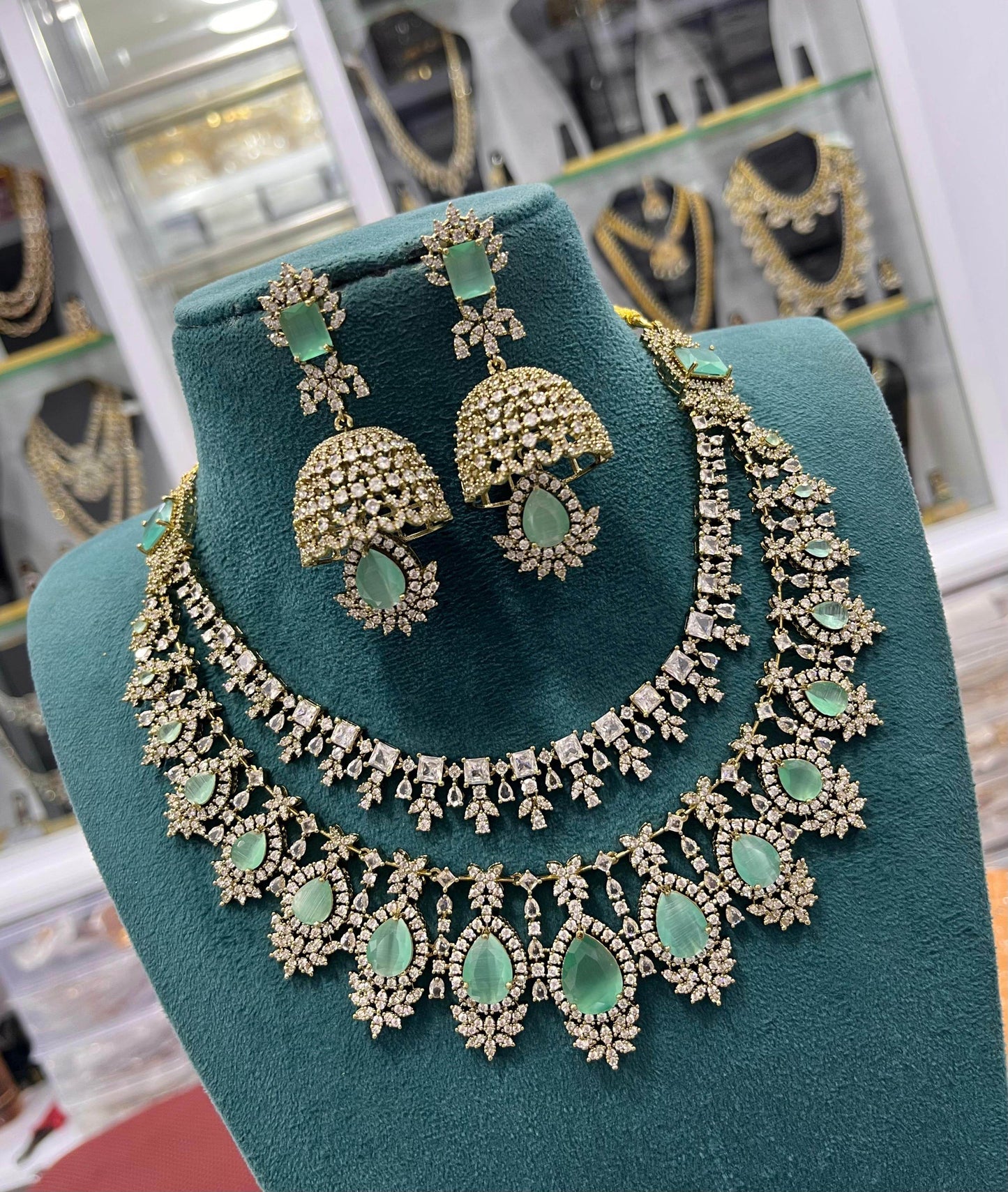 Victorian Polish with AD Stones Necklace - Nakshatra Jewels