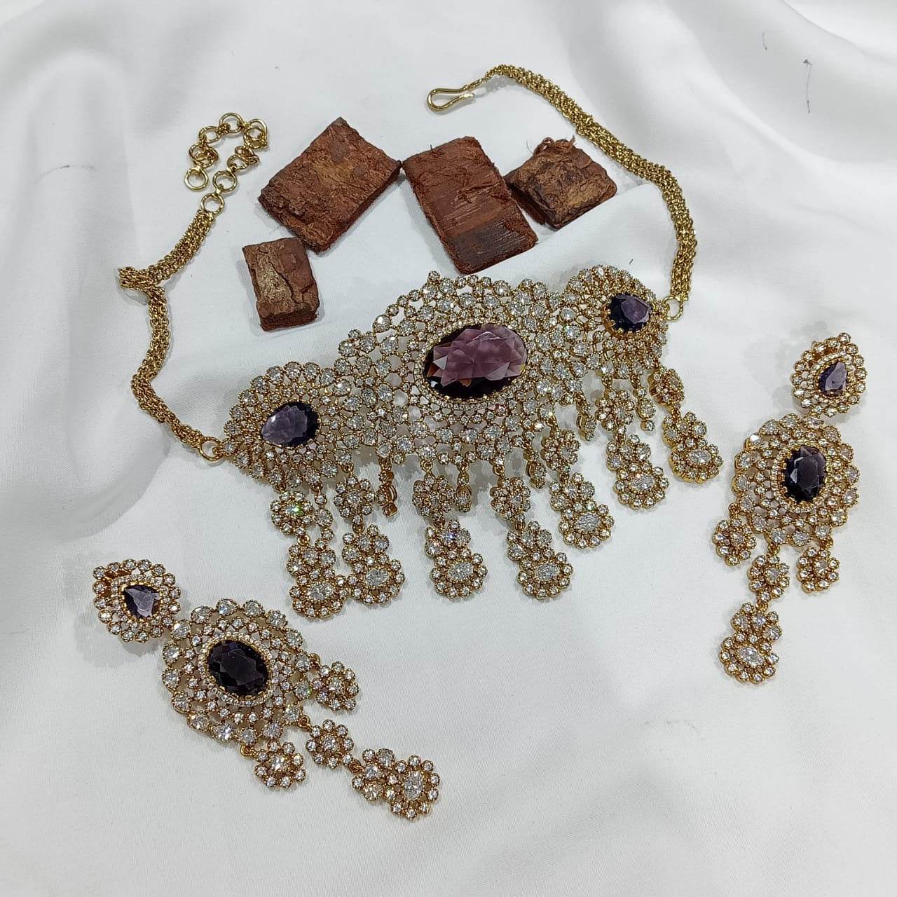 Victorian Polish with AD Stones Choker - Nakshatra Jewels