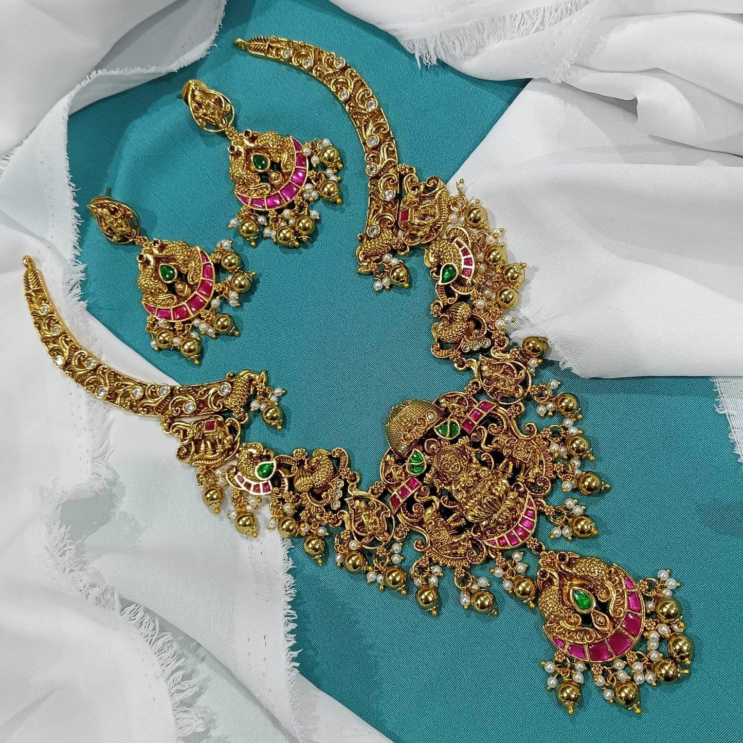 Nagasi work with jadua Kundan Stones Haram - Nakshatra Jewels