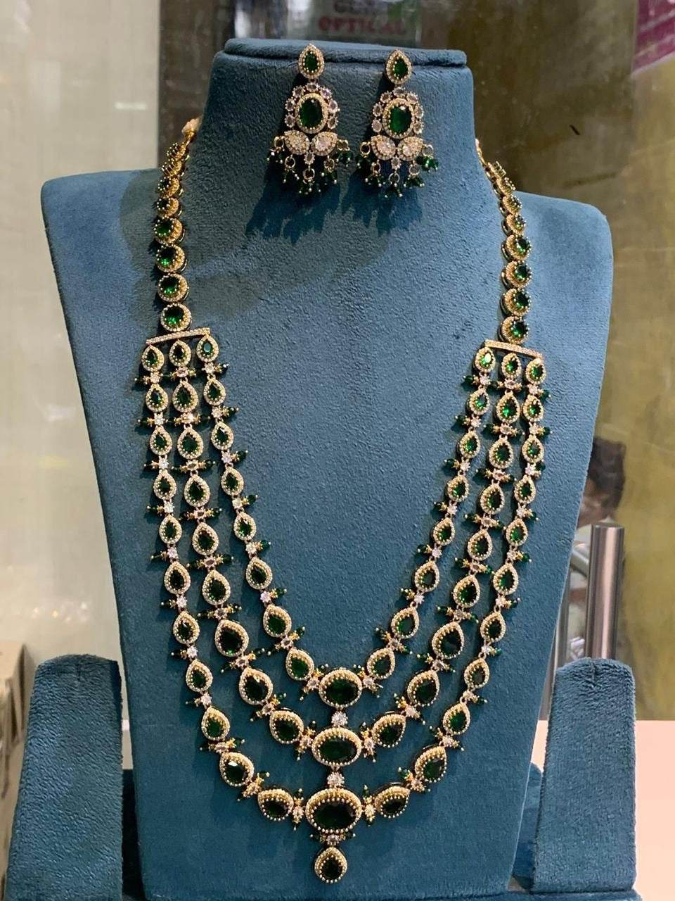 Victorian Polish with AD Stones Layer Haram - Nakshatra Jewels