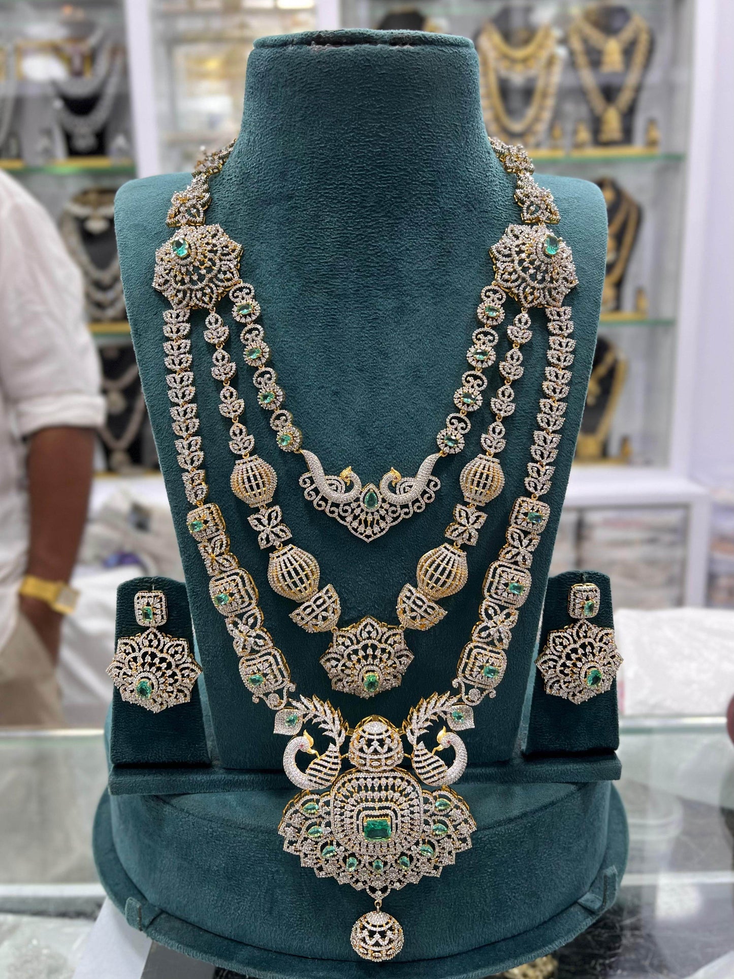 American Diamond Stones Bridal Layer Haram - Nakshatra Jewels