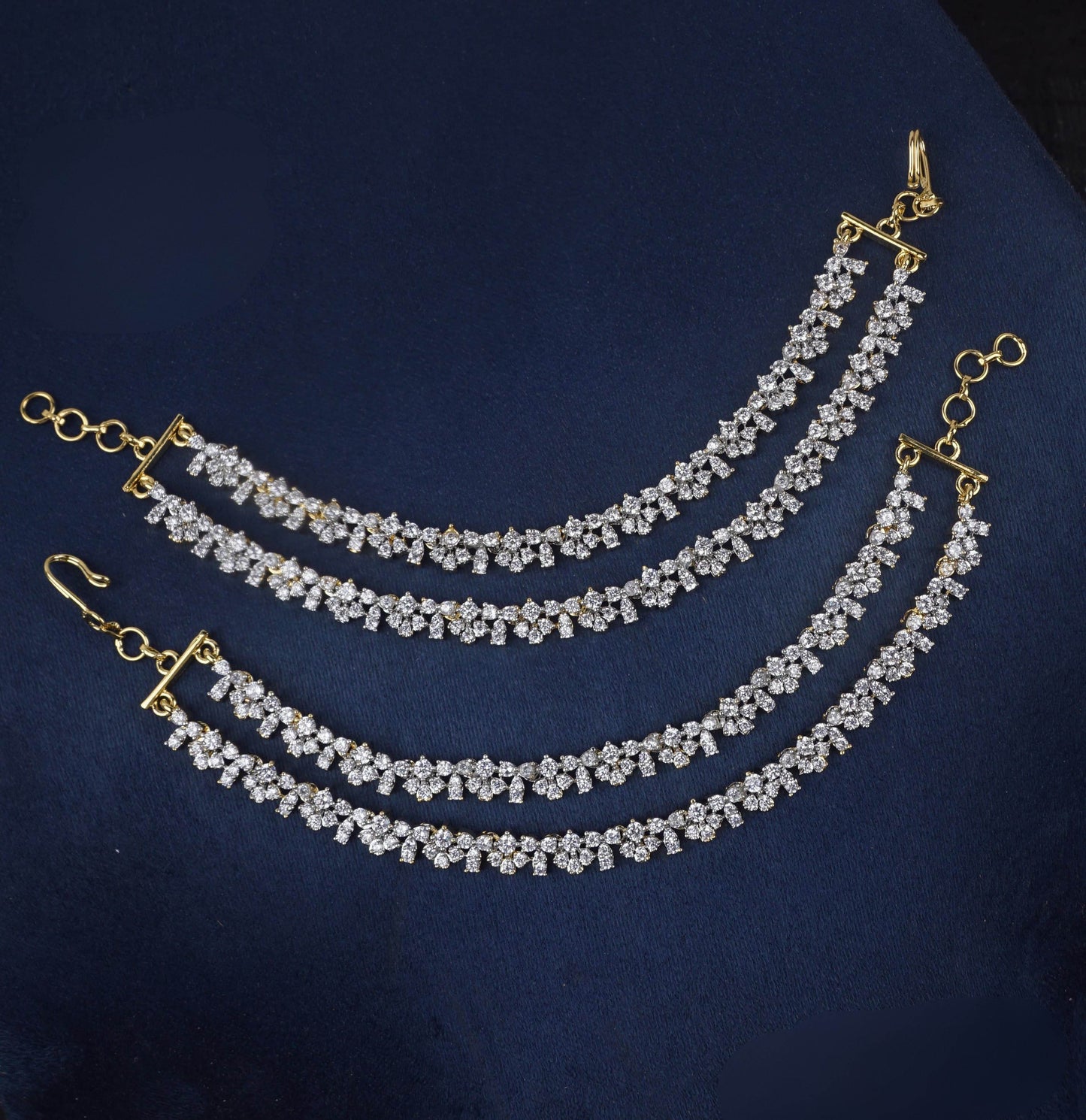 AD Stones Ear Chains - Nakshatra Jewels