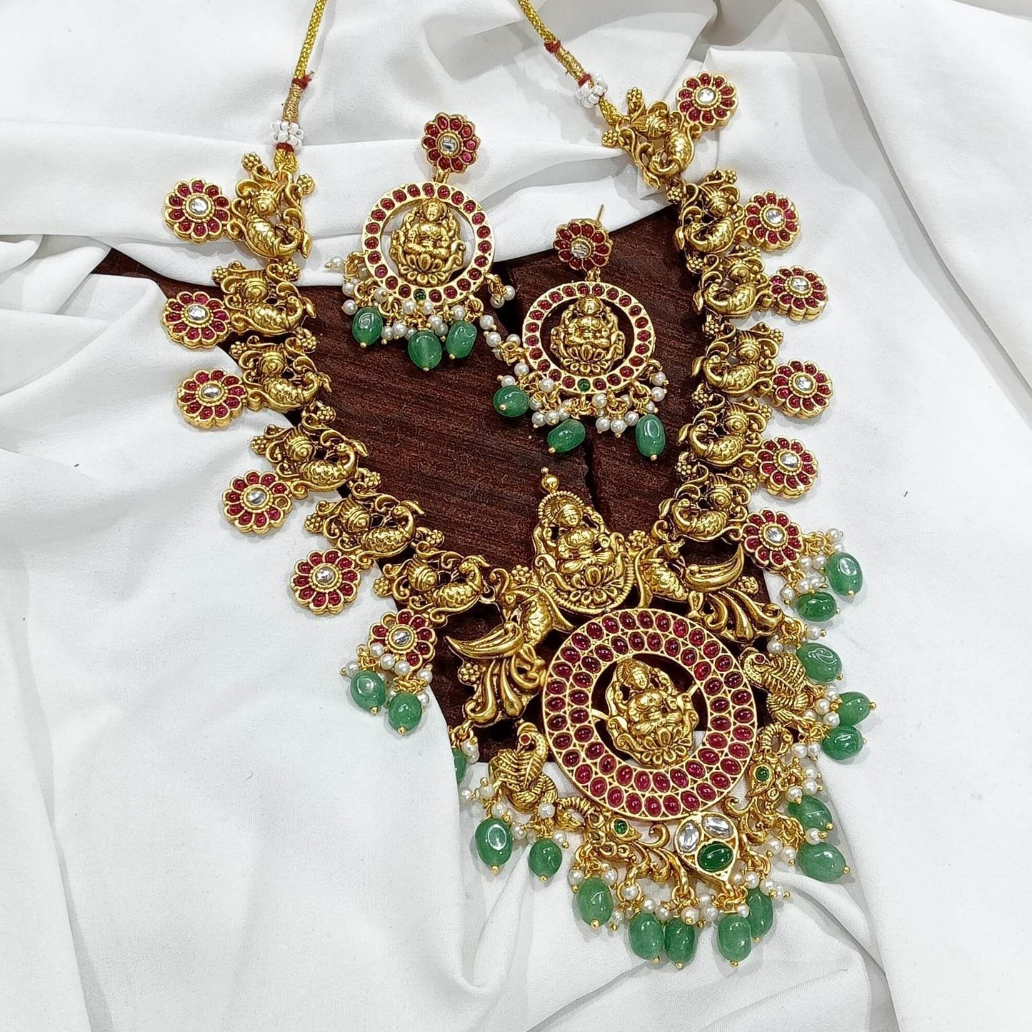 Nagasi work with Kempu Stones Bridal Necklace - Nakshatra Jewels