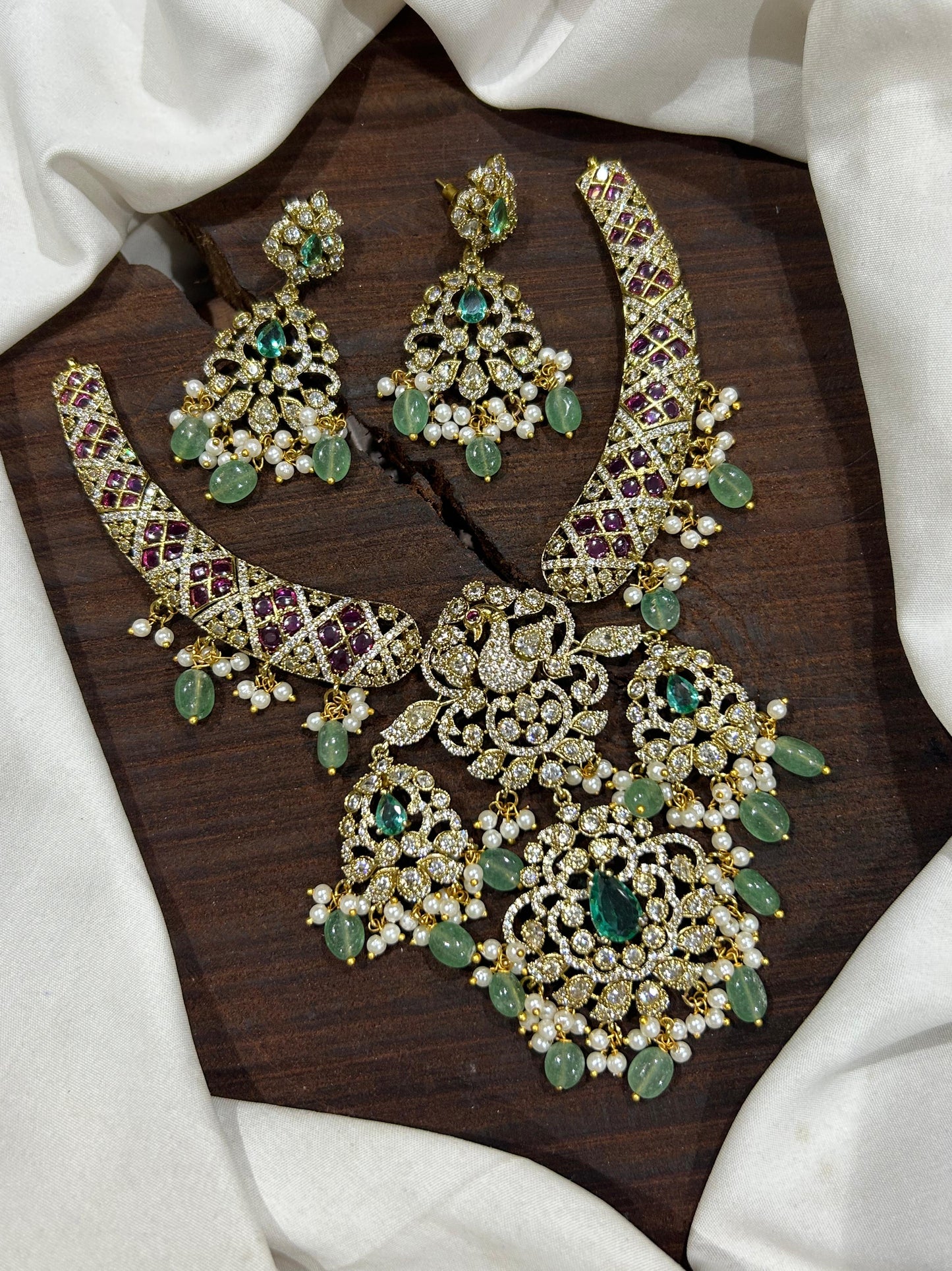 Victorian Polish with AD Stone Bridal Necklace