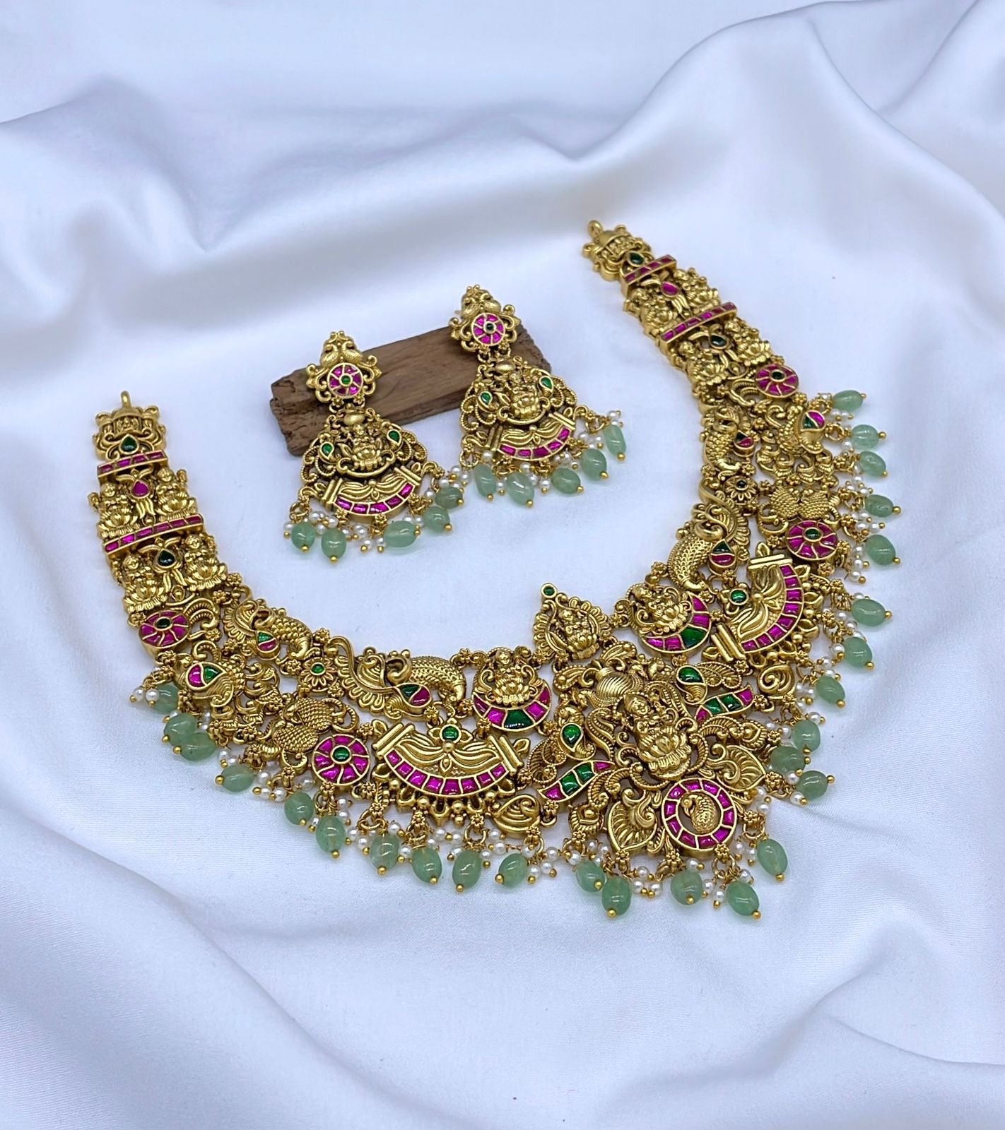 Nakshi work with Kundan Stones Bridal Necklace