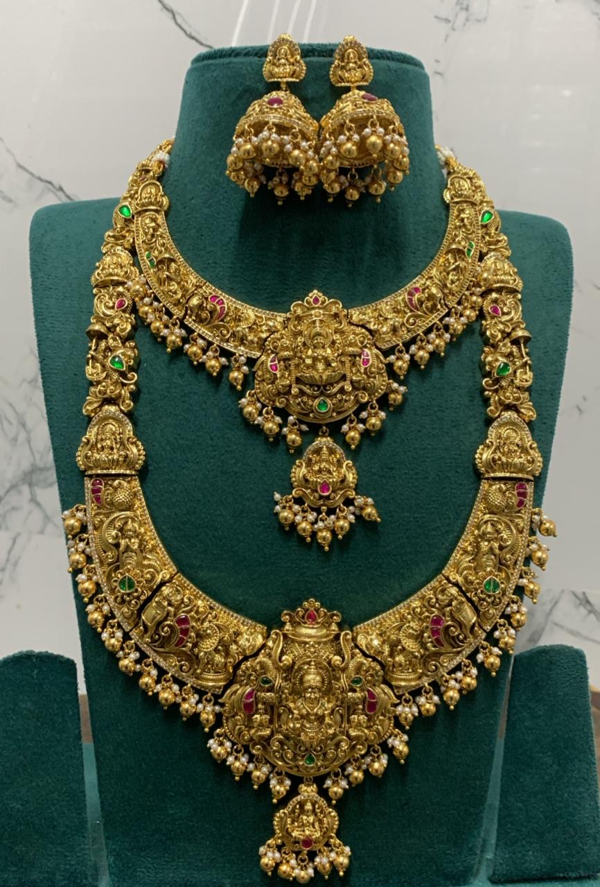 Nakshi Work with Kempu Stones Bridal Combo