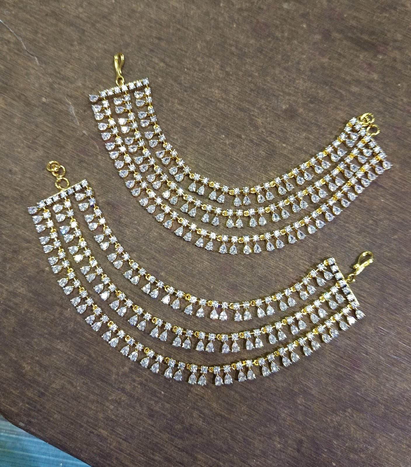 AD Stones Ear Chains - Nakshatra Jewels