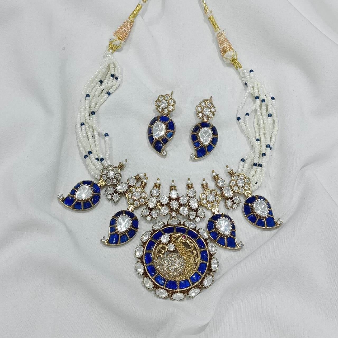 Kundan & Moissanite Stones Bridal Neck Set - Nakshatra Jewels