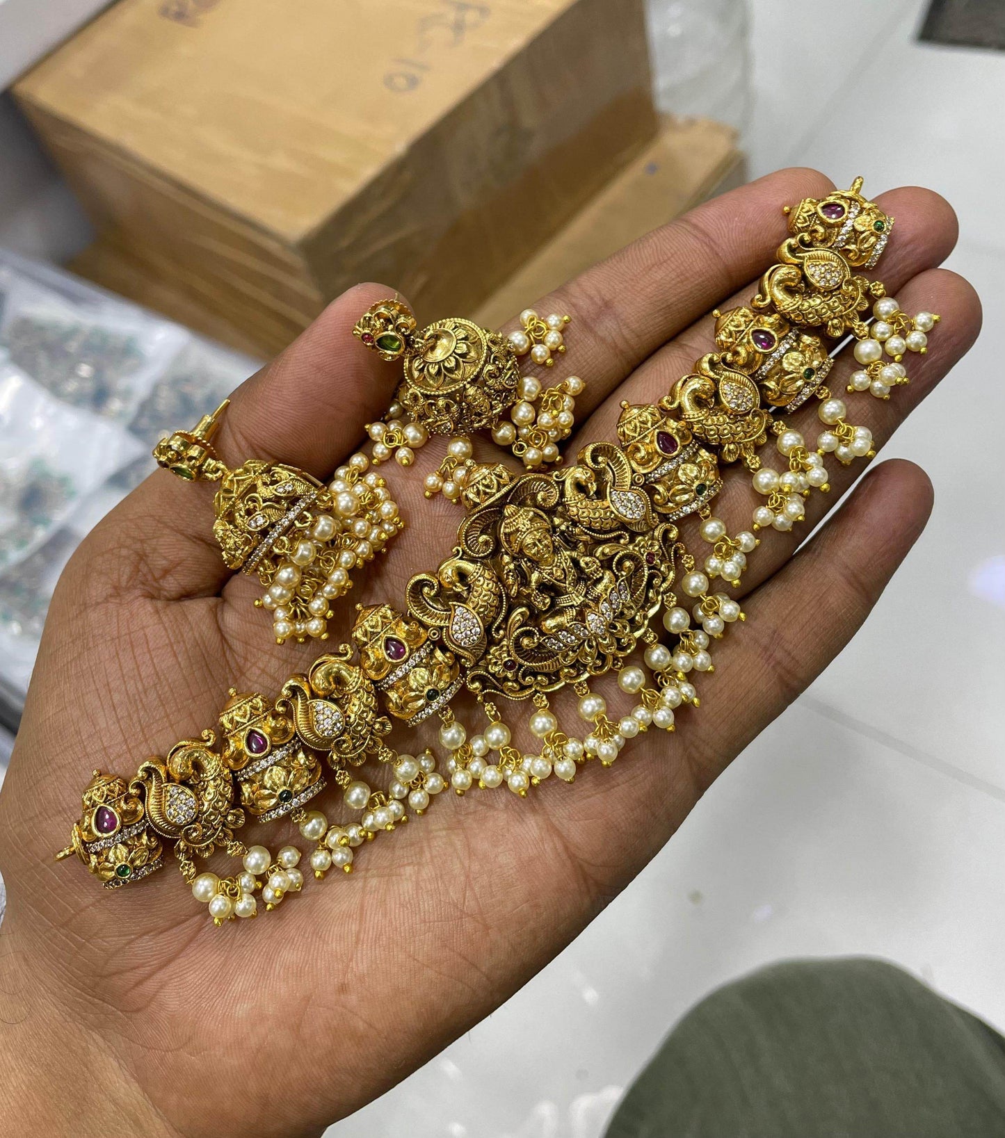 Nakshi work with AD Stones Choker - Nakshatra Jewels