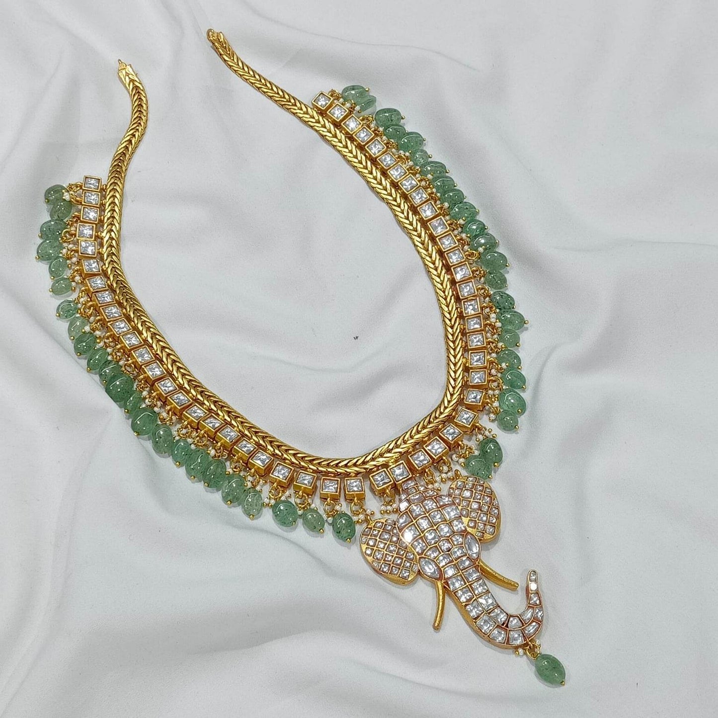 Jadau Kundan Stones Bridal Haram - Nakshatra Jewels