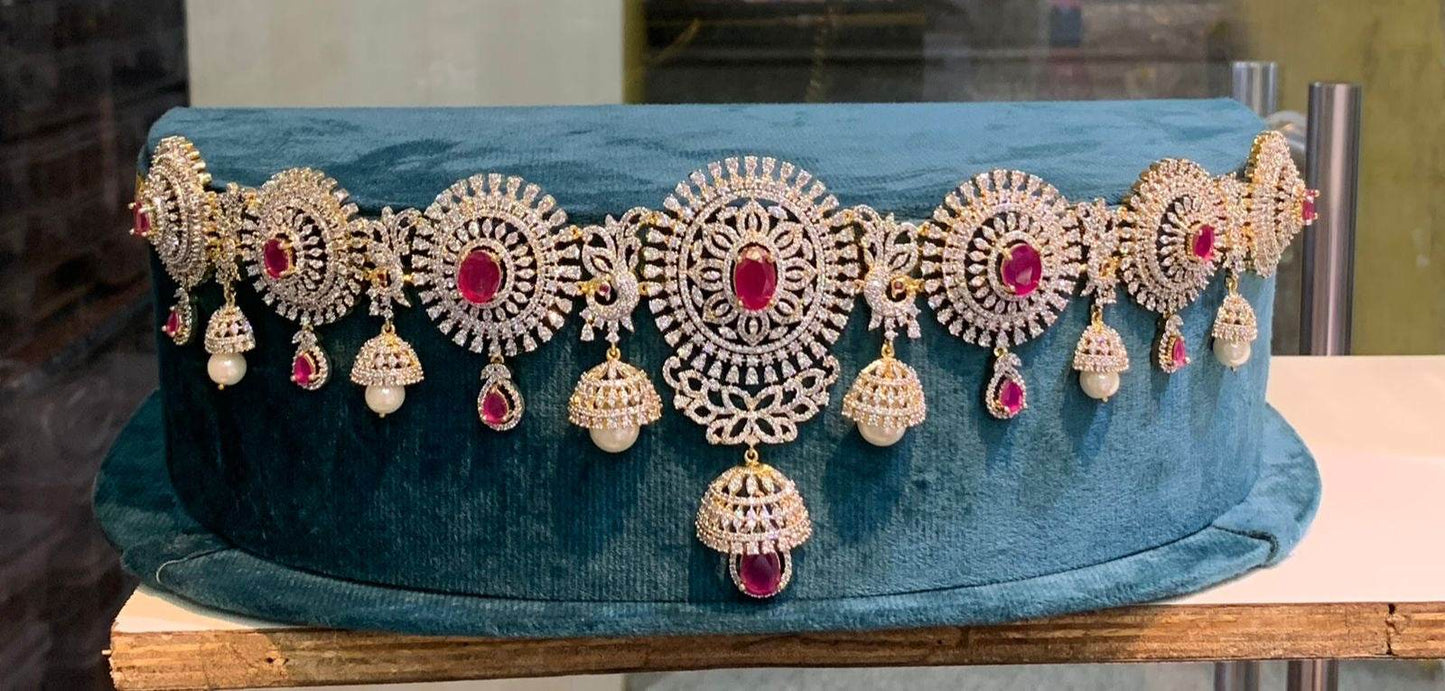 American Diamond Stones Bridal Hip Chain - Nakshatra Jewels