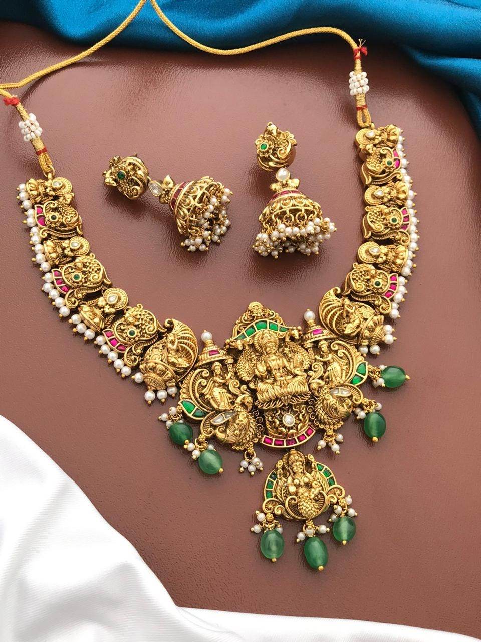 Nakshi Work with Jaadu Kundan Stones Bridal Necklace - Nakshatra Jewels