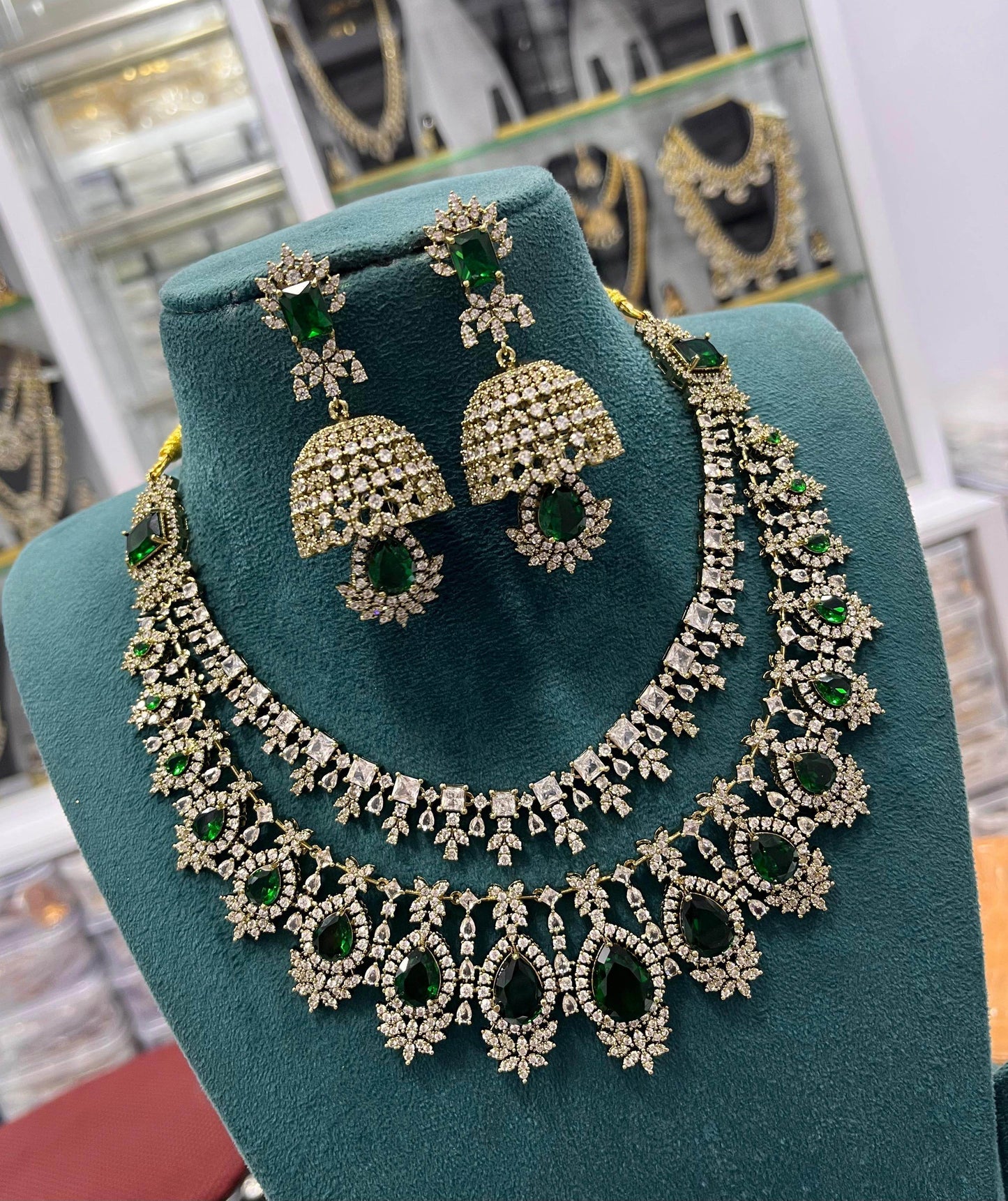Victorian Polish with AD Stones Necklace - Nakshatra Jewels