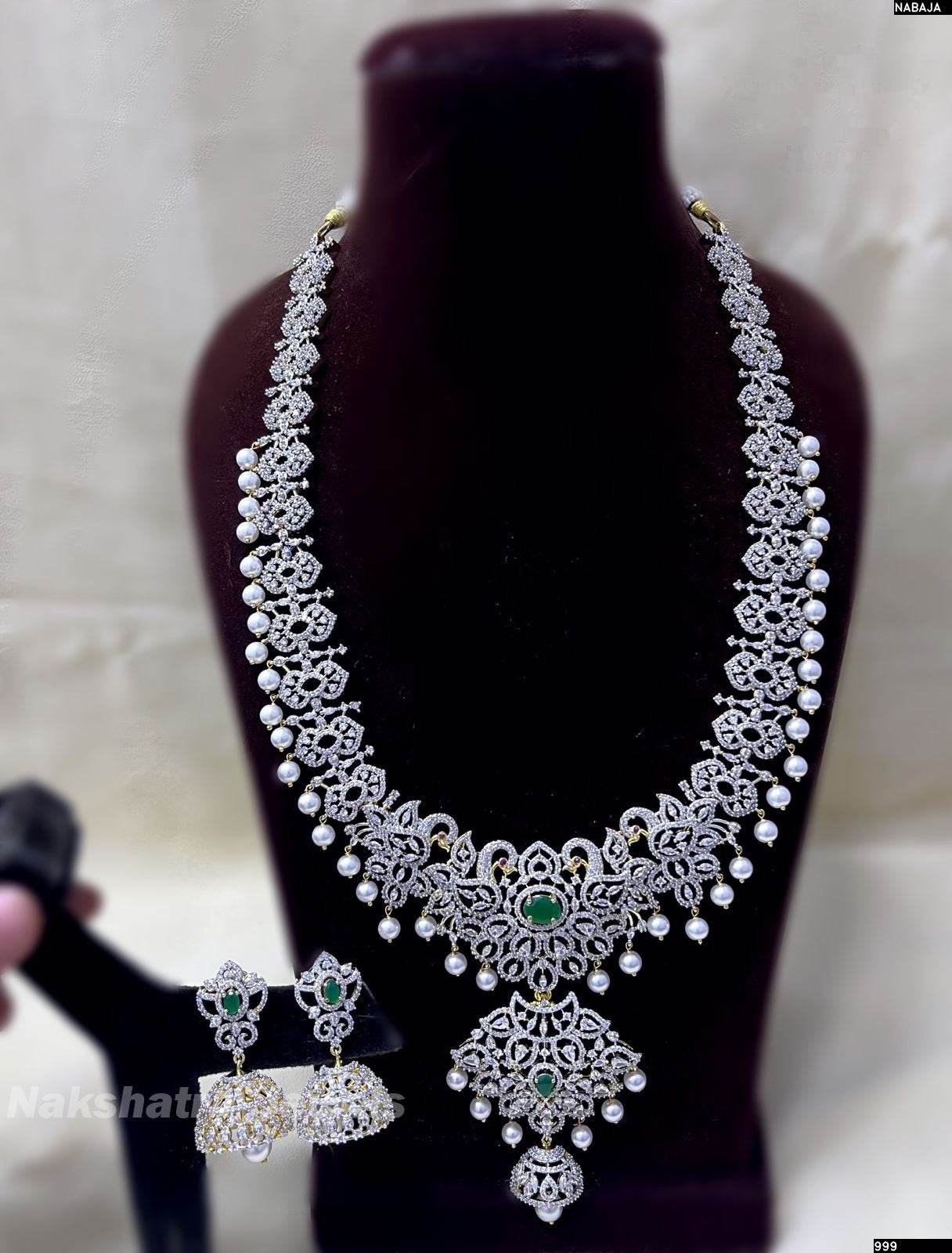 American Diamond Stones Bridal Haram - Nakshatra Jewels