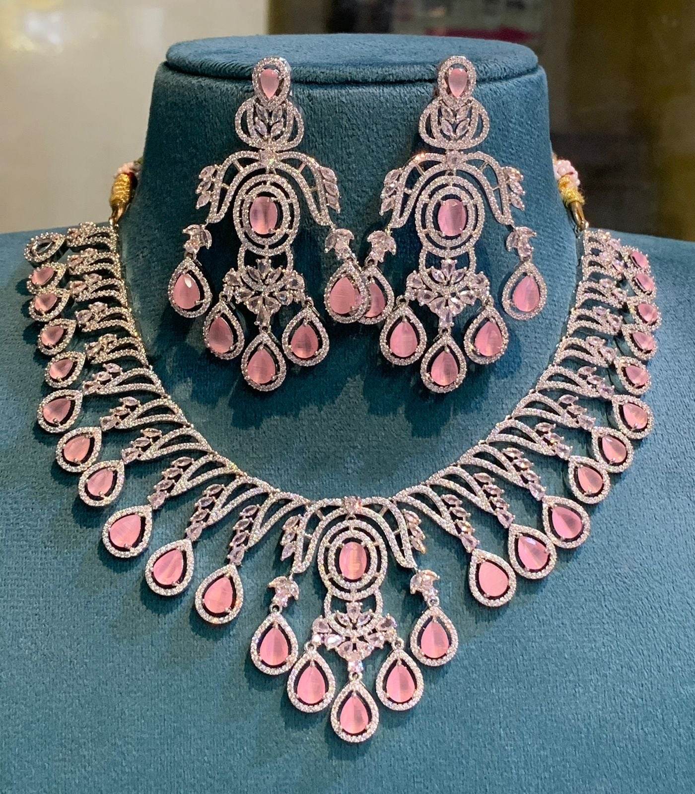 AD Stones Necklace (Silver Polish) - Nakshatra Jewels