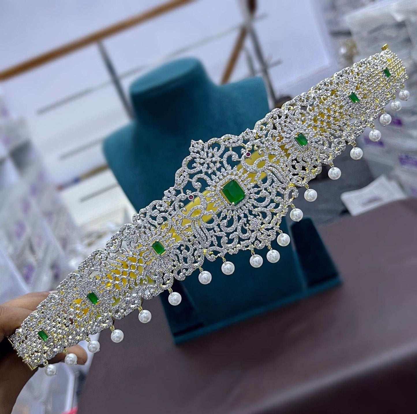 American Diamond Stones Bridal Hip Belt - Nakshatra Jewels