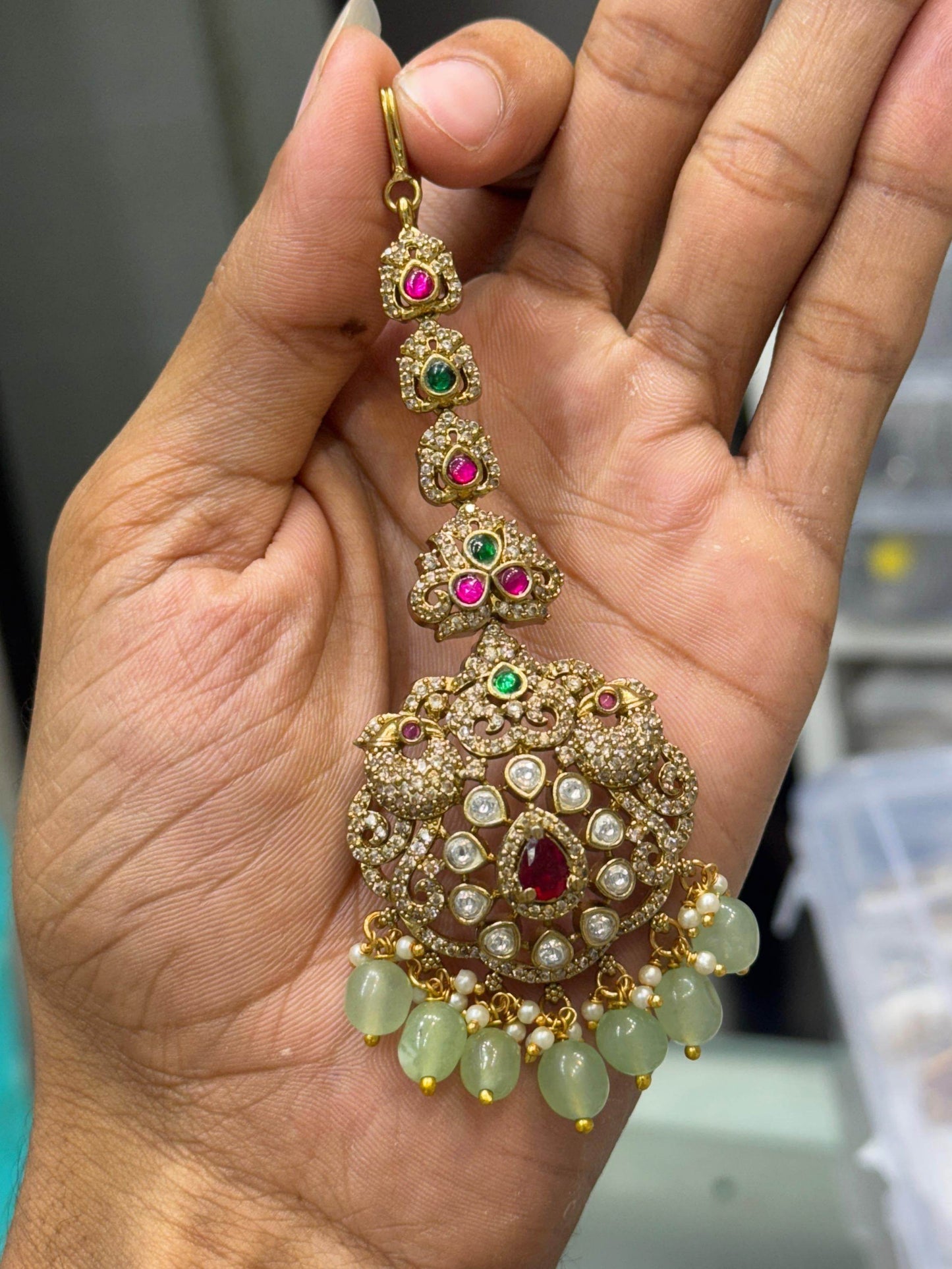 Victorian Polish AD Stones Tikka - Nakshatra Jewels
