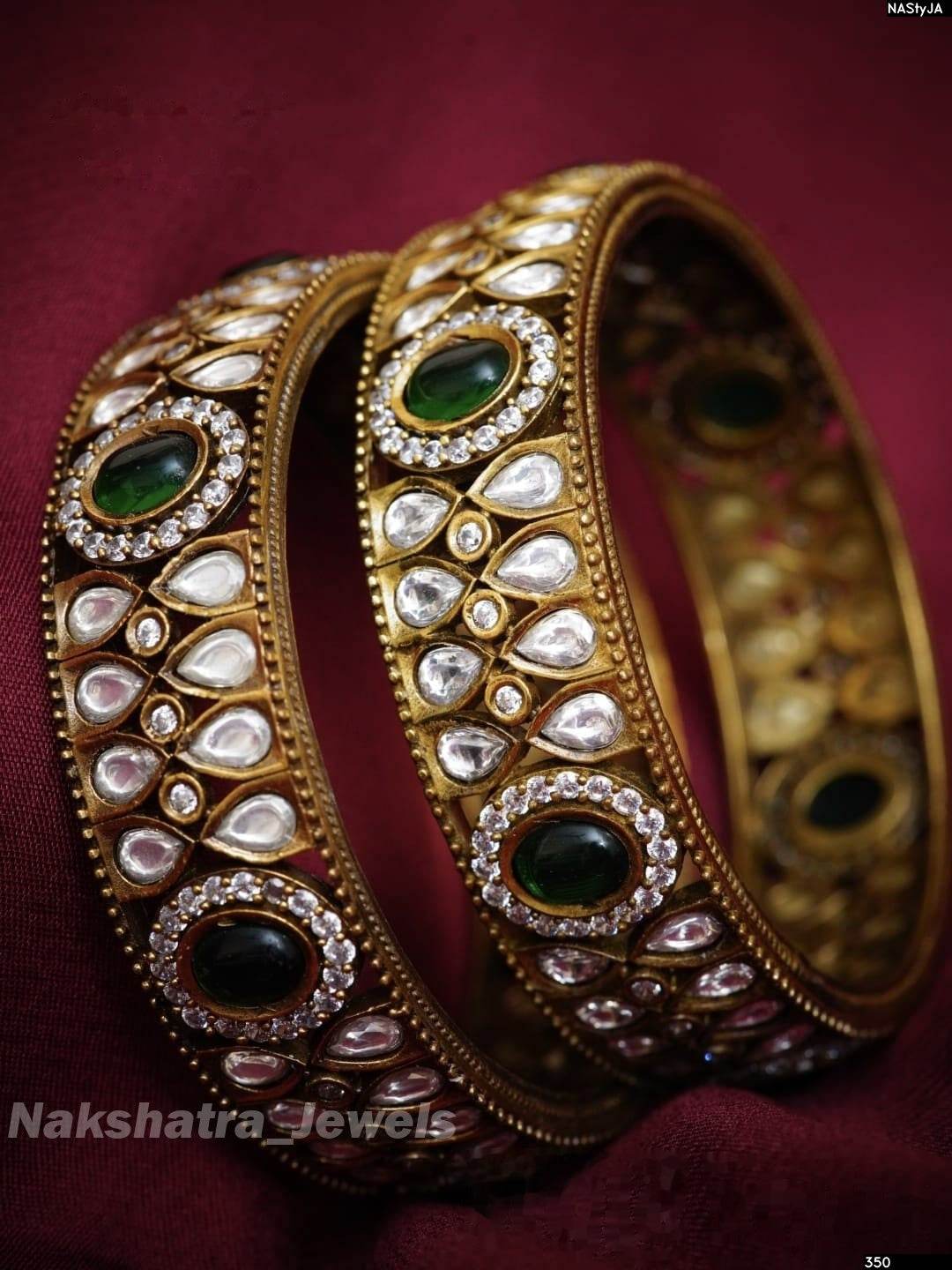 Premium Matt with AD Stones Bangles - Nakshatra Jewels