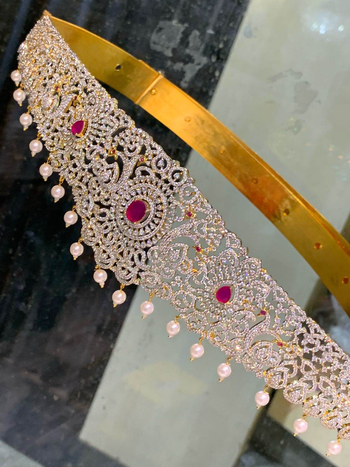 American Diamond Stones Bridal Hip Belt - Nakshatra Jewels