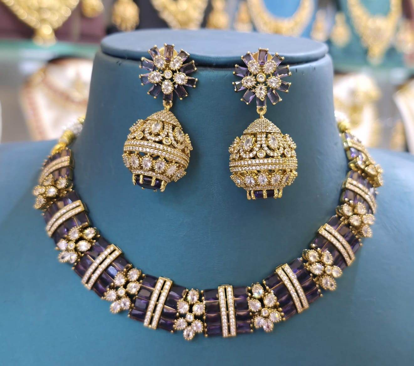 Victorian Polish with AD Stones Necklace - Nakshatra Jewels