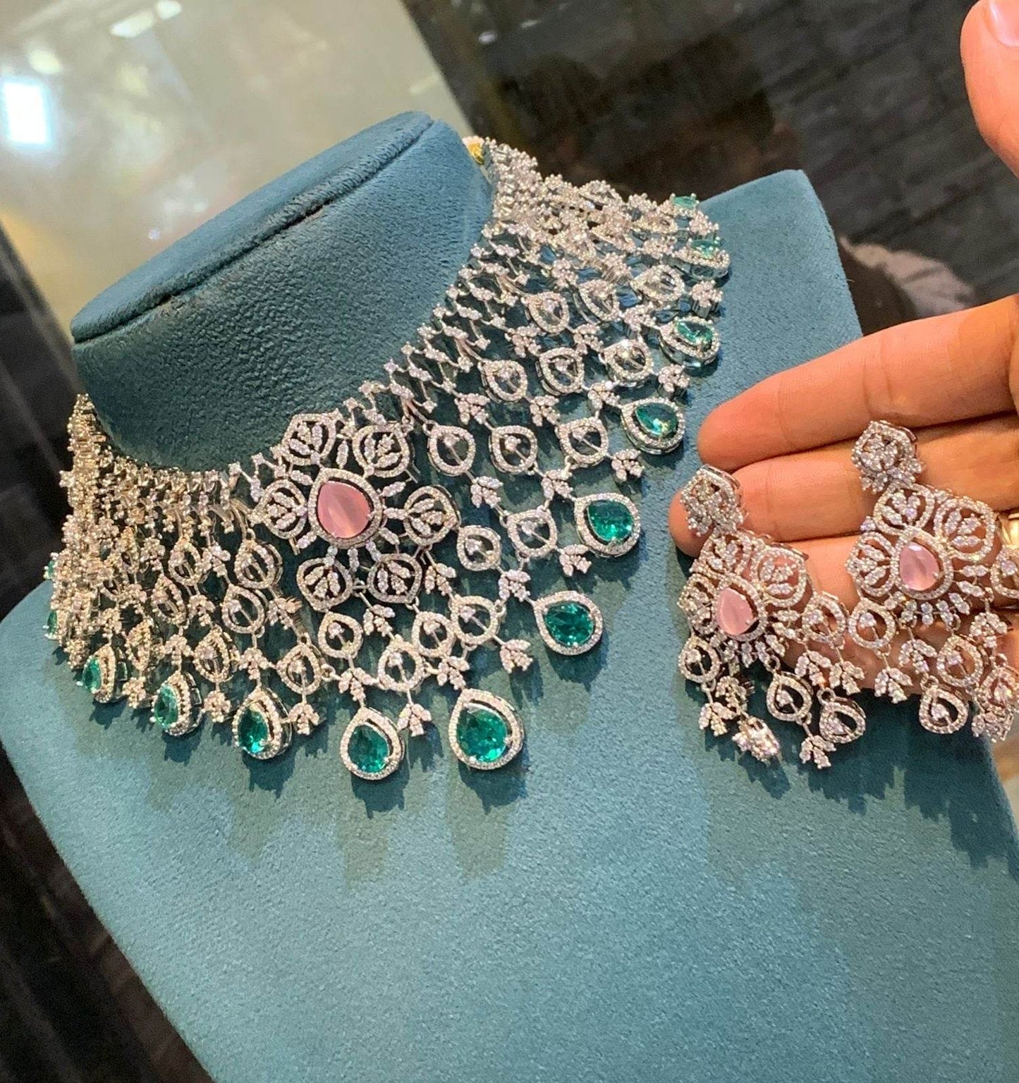 Moissanite & AD Stones Bridal Choker - Nakshatra Jewels