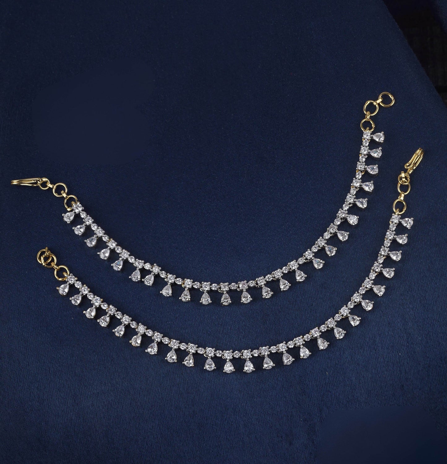 AD Stones Ear Chains - Nakshatra Jewels