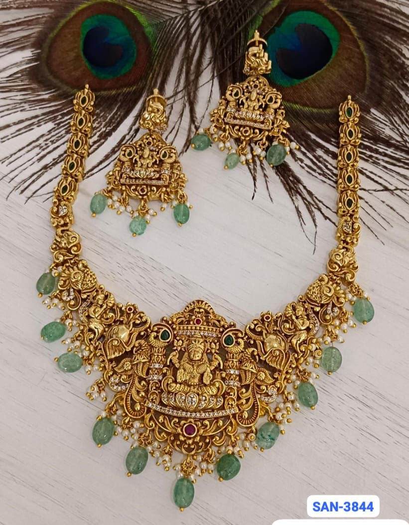 Nakshi Work with AD Stones Bridal Necklace - Nakshatra Jewels