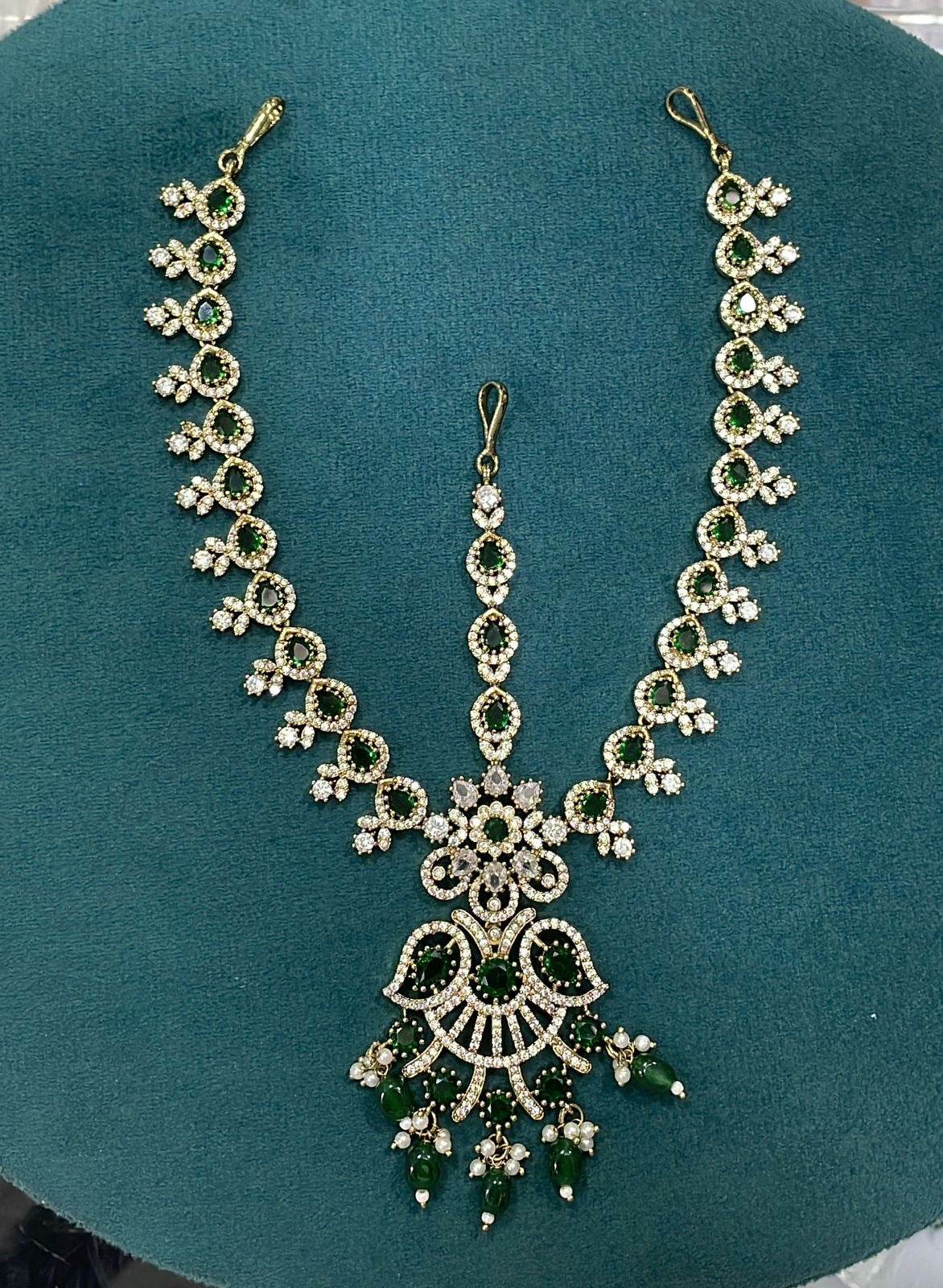 Victorian Polish AD Stones Headset - Nakshatra Jewels