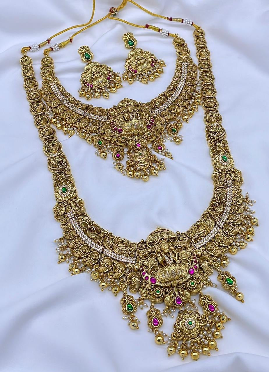Nakshi Work with Kundan and AD Stones Bridal Combo Set