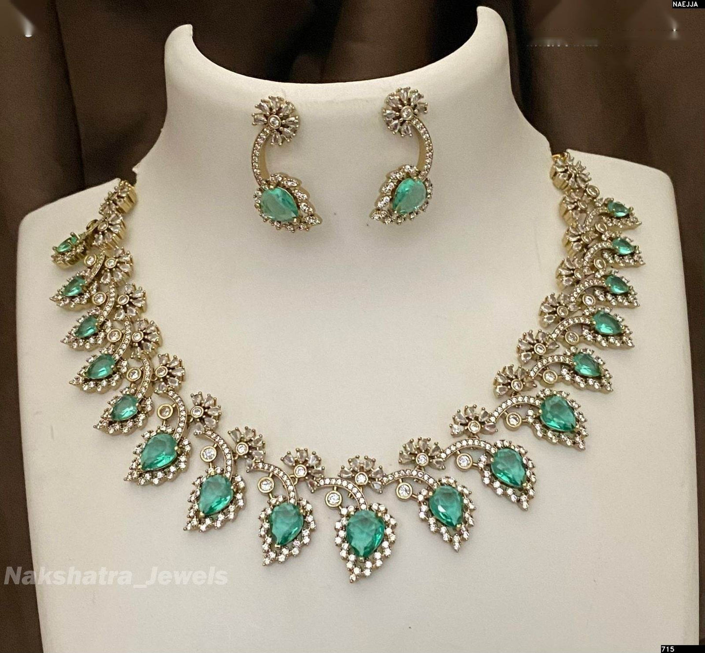 Victorian Polish AD Stones Necklace - Nakshatra Jewels