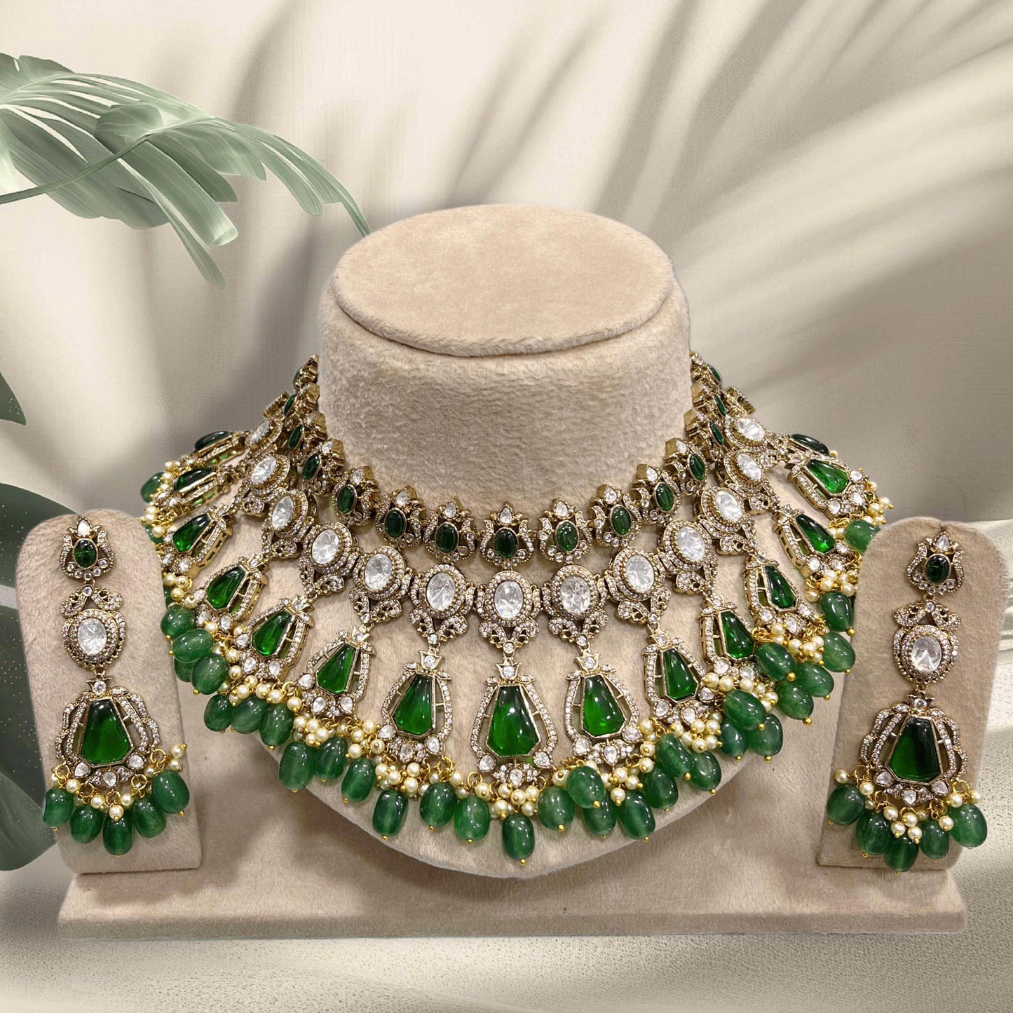 Victorian Polish with AD Stones Bridal Choker - Nakshatra Jewels