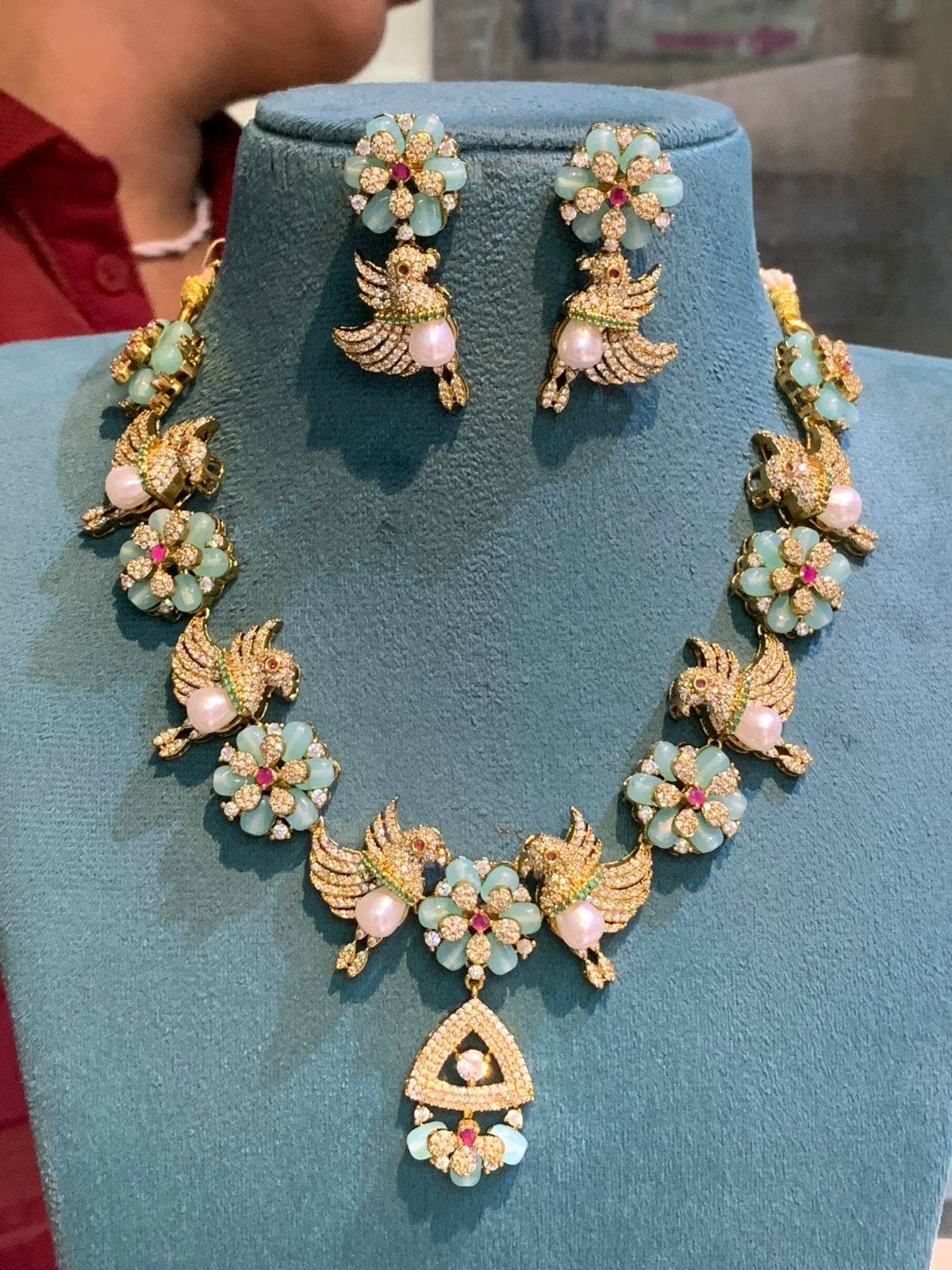 Victorian Polish AD Stones Designer Necklace - Nakshatra Jewels