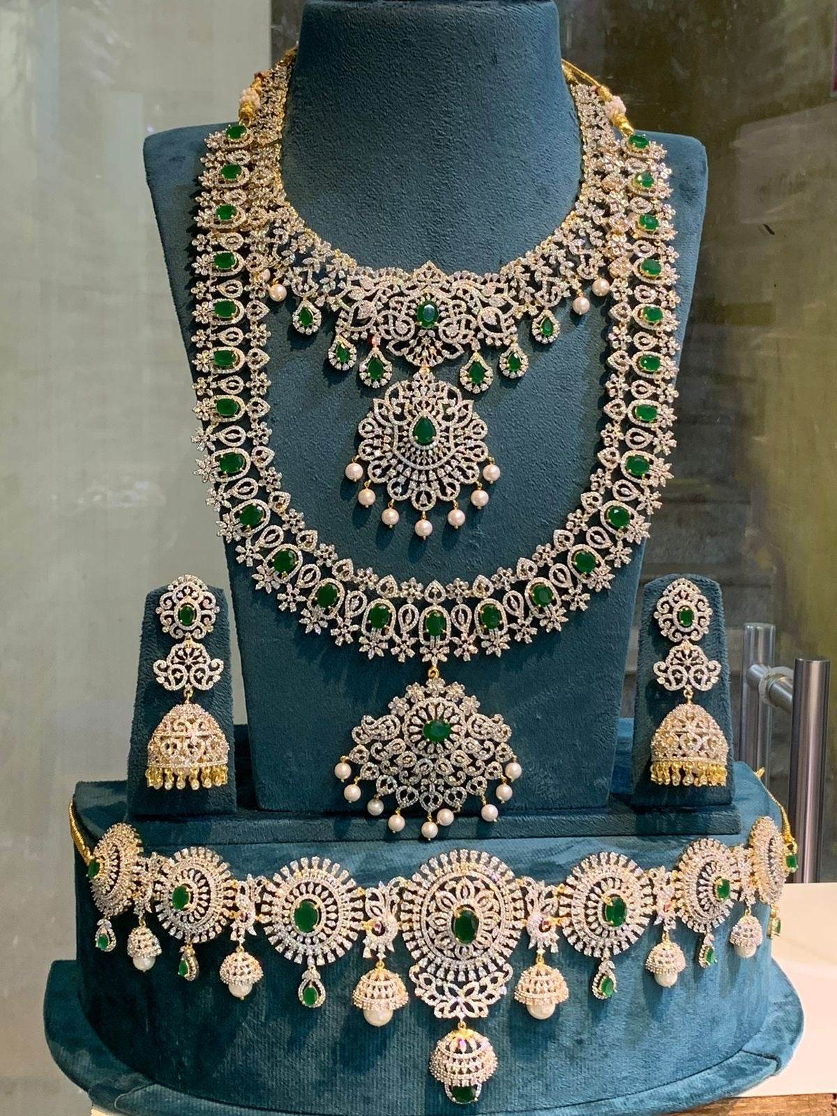 American Diamond Stones Bridal Set - Nakshatra Jewels