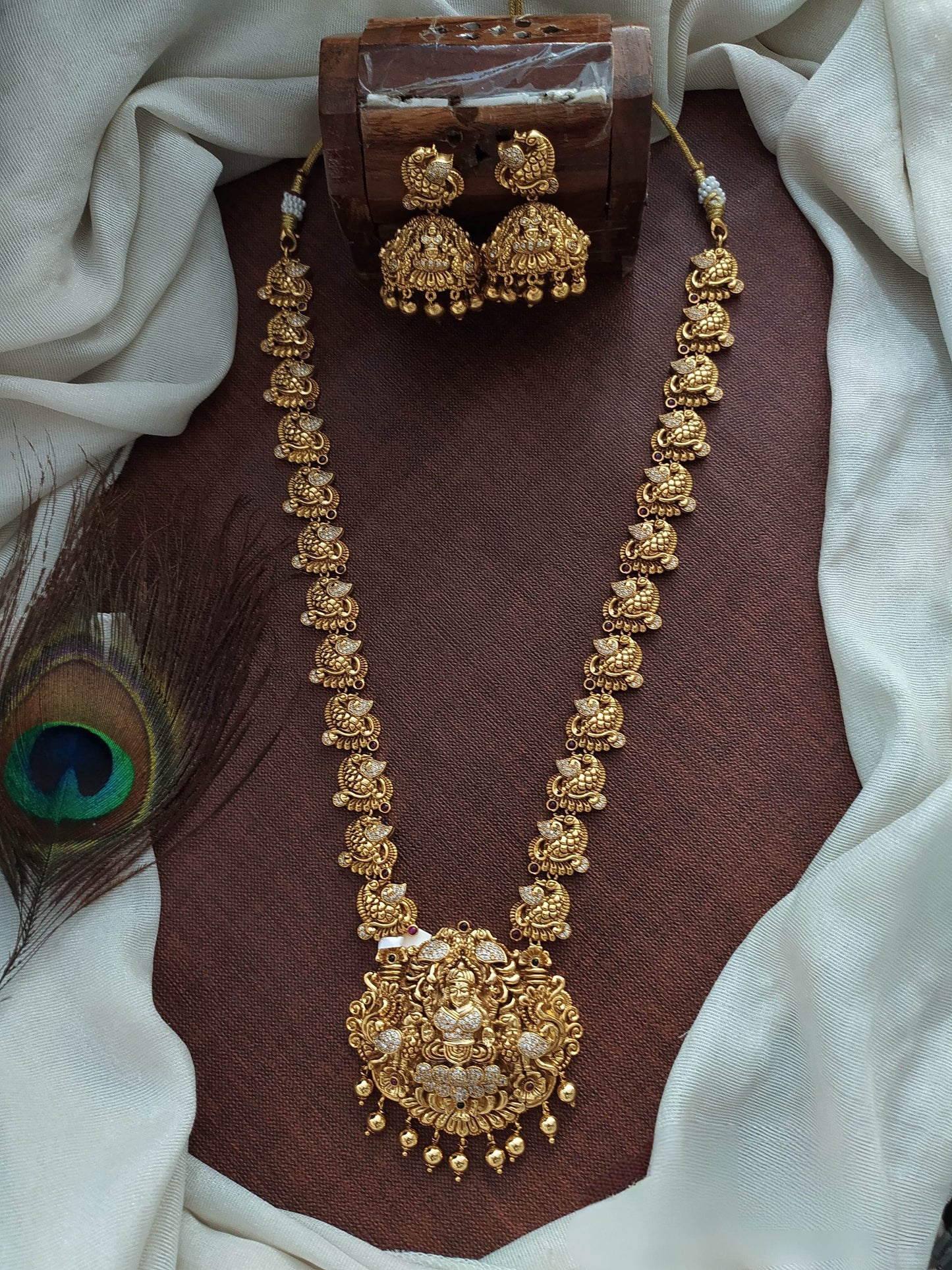 Nakshi Work with AD Stones Haram (Gold Replica) - Nakshatra Jewels