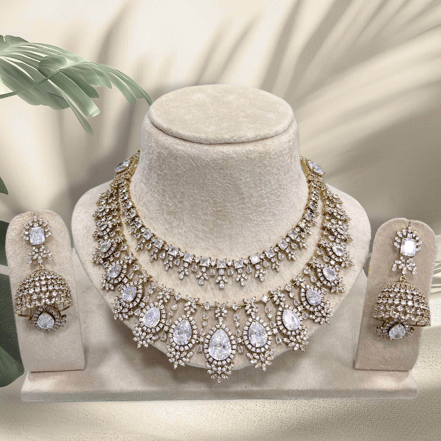 AD with Doublet Stone Layer Necklace - Nakshatra Jewels