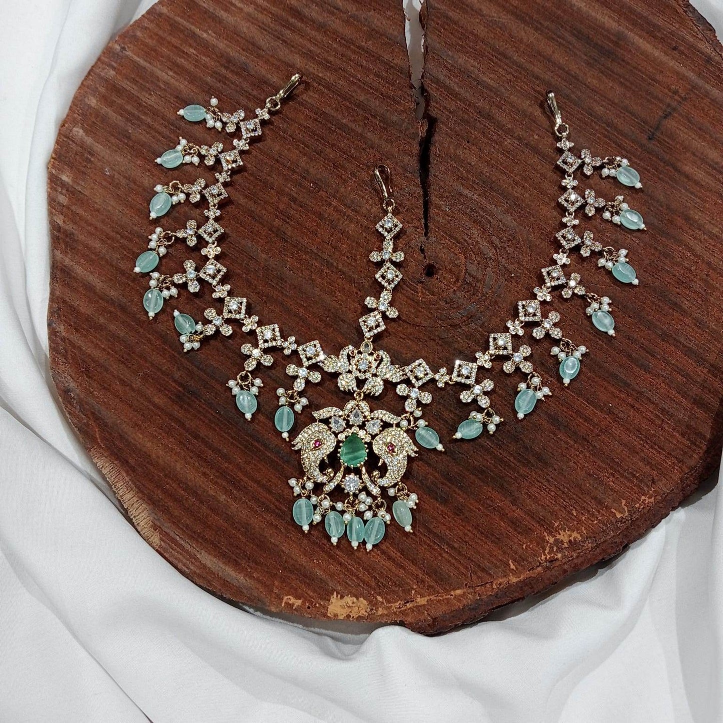 Victorian Polish AD Stones Headset - Nakshatra Jewels