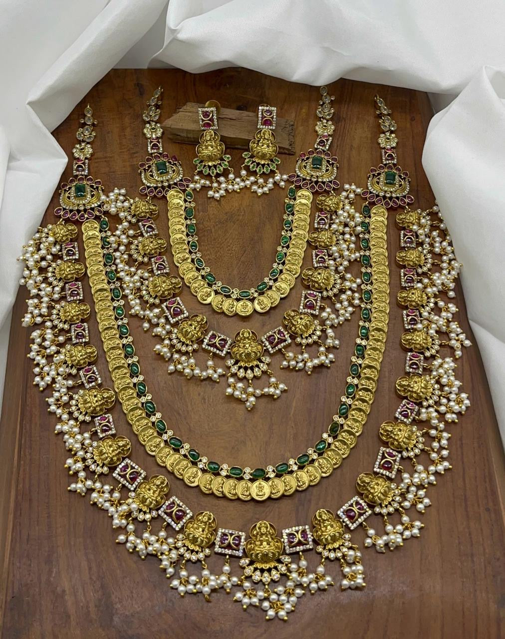 Nakshi Work with Kempu Stones Combo Set