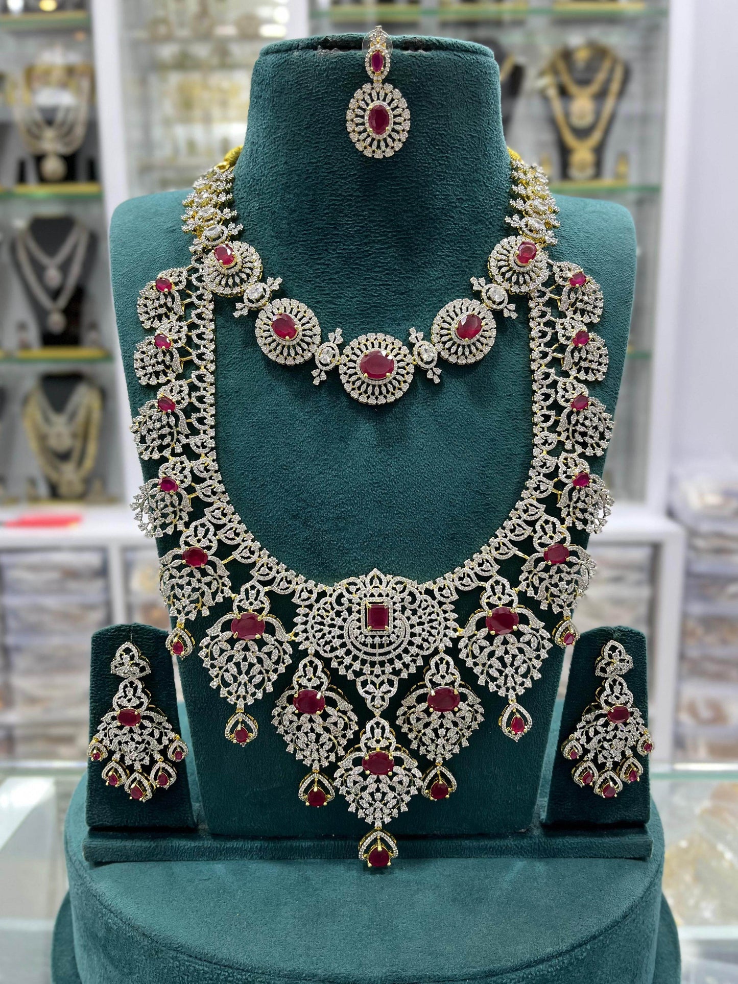 American Diamond Stones Bridal Combo Set - Nakshatra Jewels