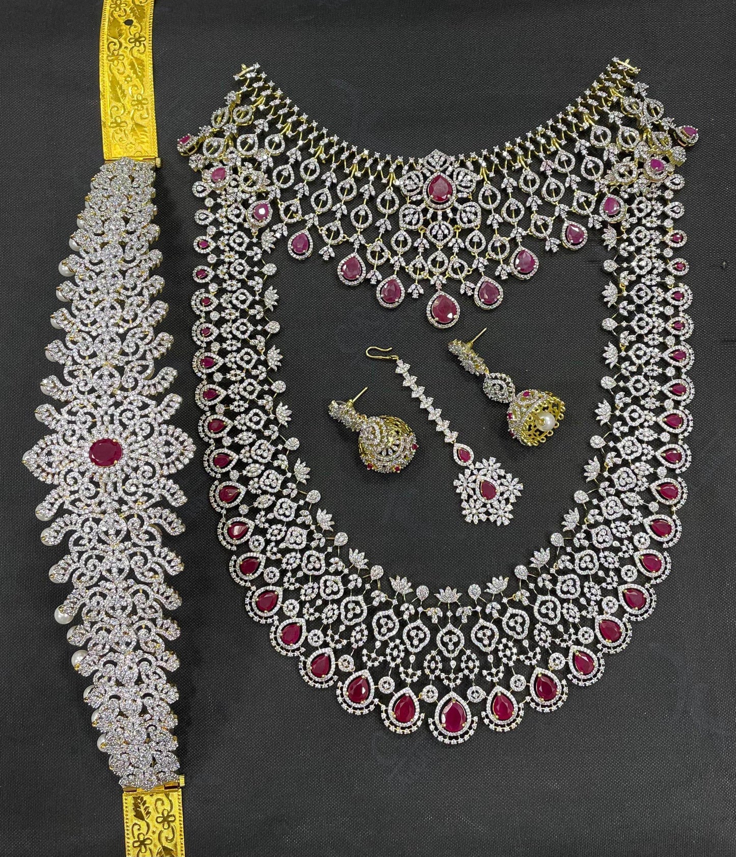American Diamond Stones Bridal Combo Set - Nakshatra Jewels